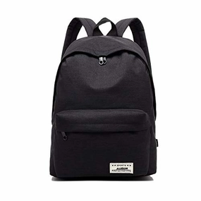 Casual Canvas Laptop Backpack, AUGUR Classic Bookbag Backpack for 14 Tablet - Black