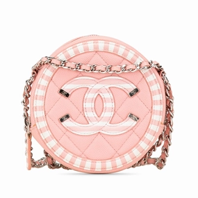 Caviar Striped CC Filigree Round Crossbody