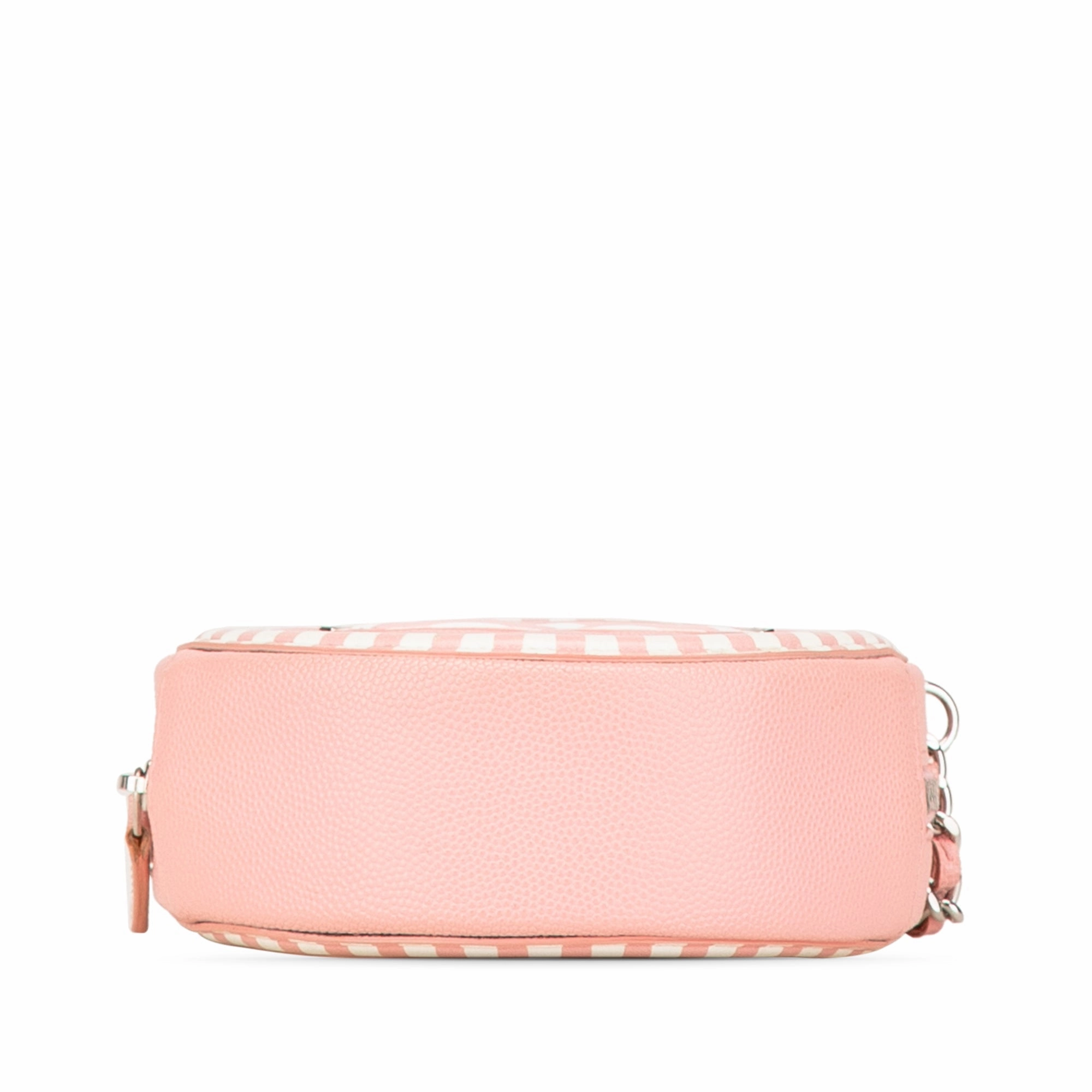 Caviar Striped CC Filigree Round Crossbody