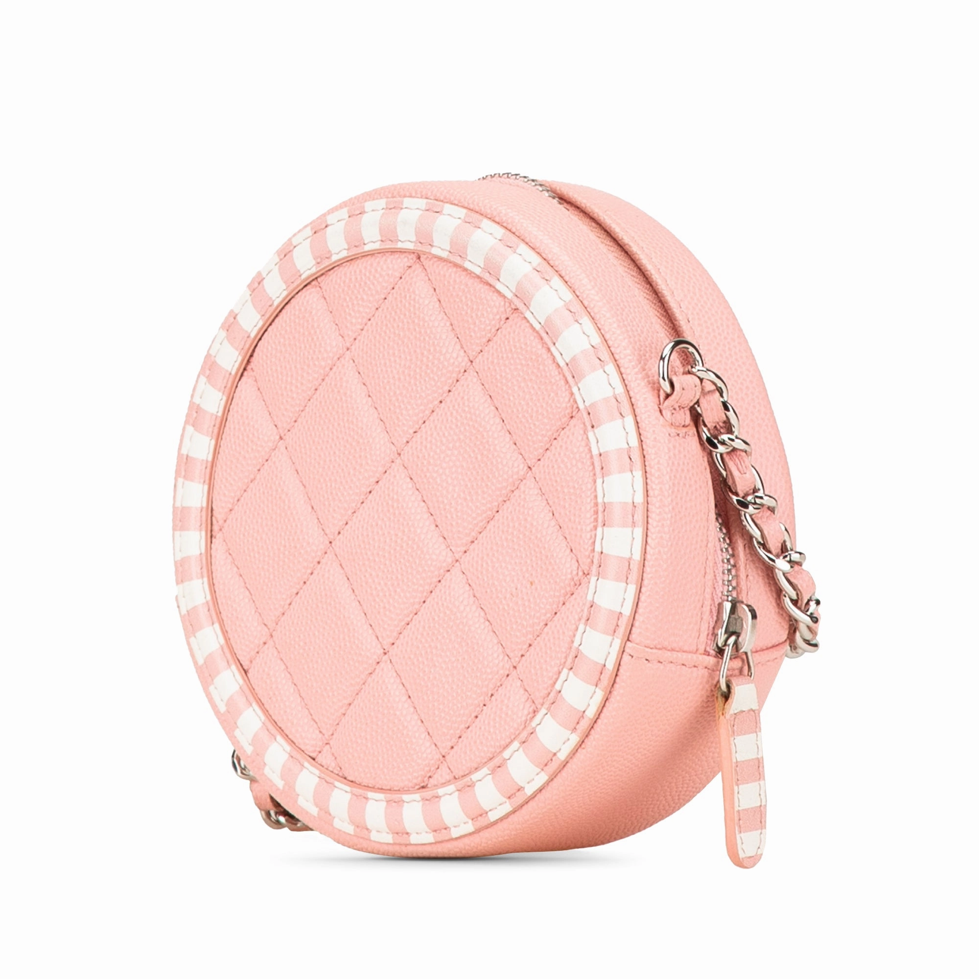 Caviar Striped CC Filigree Round Crossbody