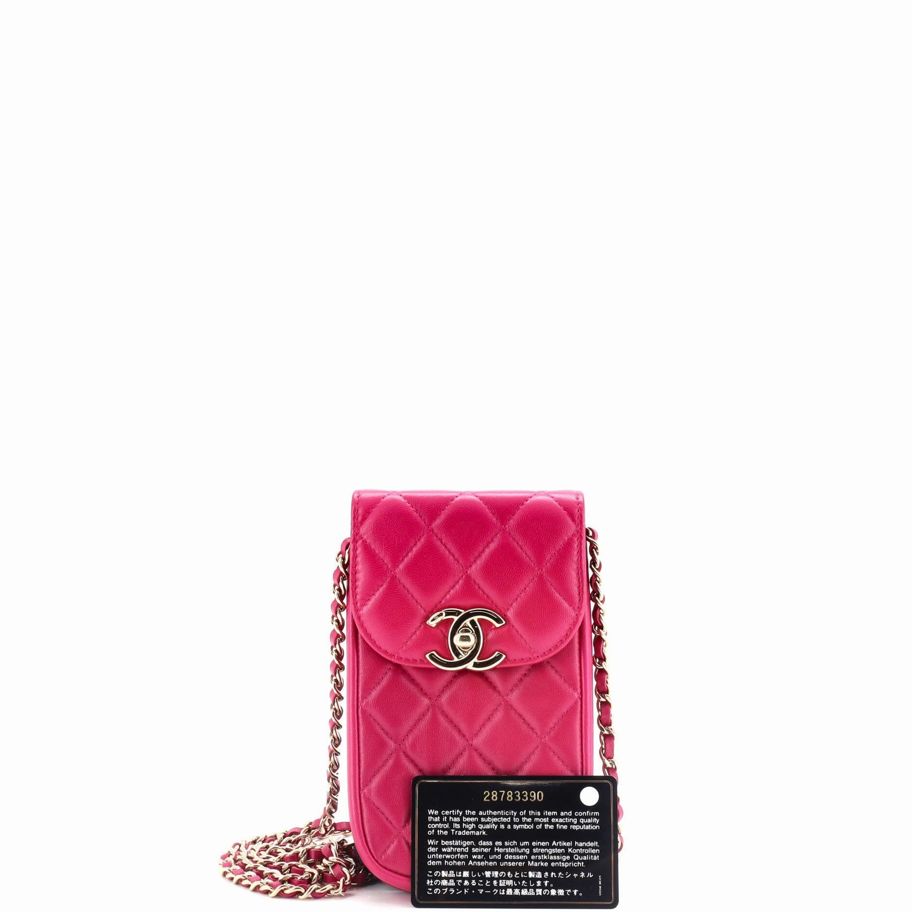 CC Flap Phone Holder Crossbody Bag Quilted Lambskin