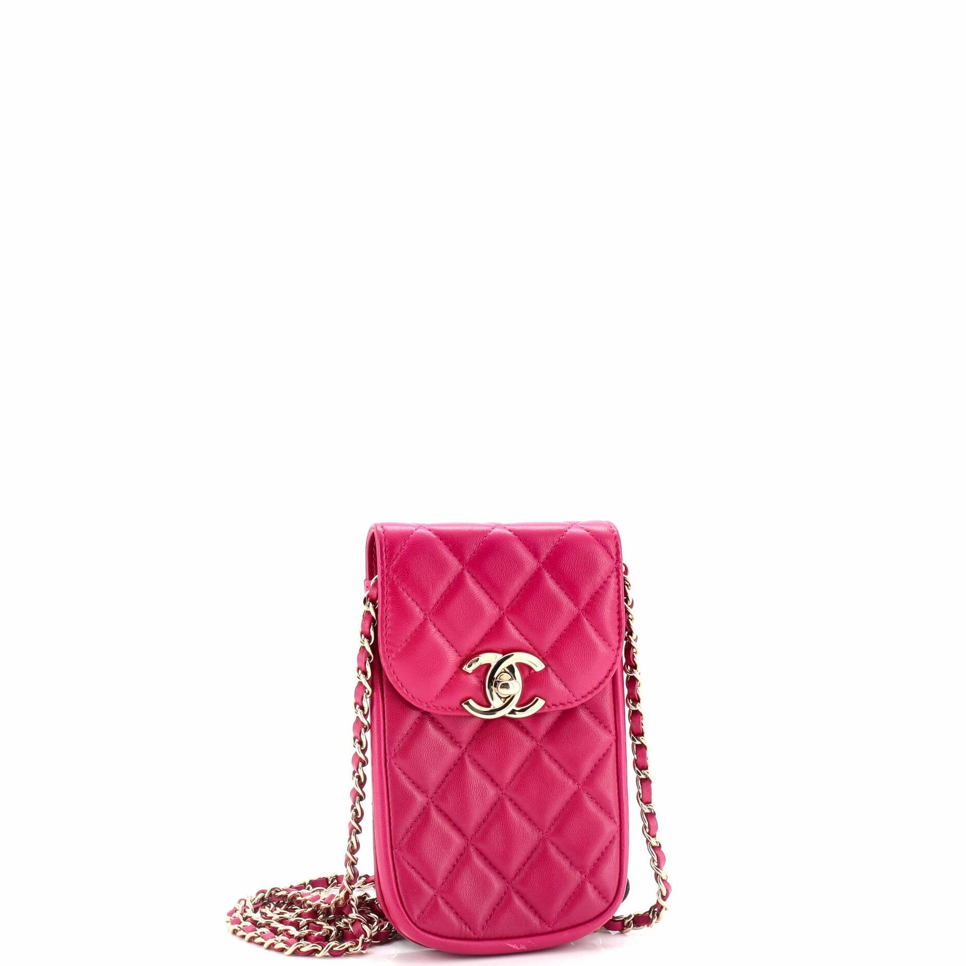 CC Flap Phone Holder Crossbody Bag Quilted Lambskin