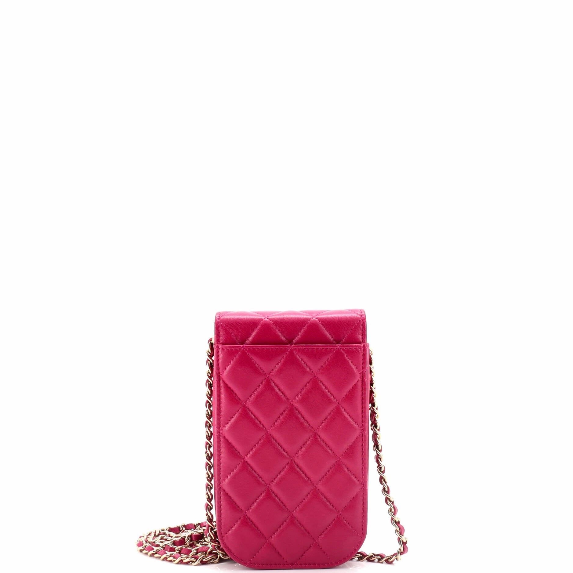 CC Flap Phone Holder Crossbody Bag Quilted Lambskin