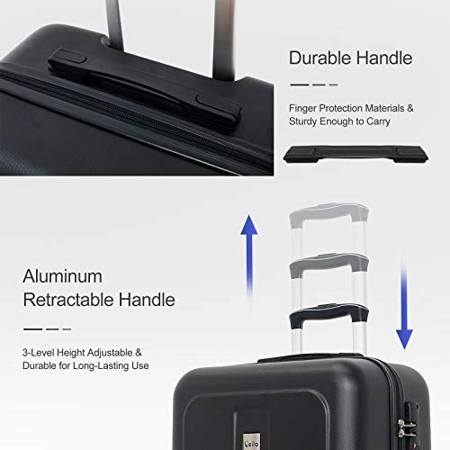 Ceilo ABS Hardside Luggage Sets With USB Interface Laptop Pocket,Lightweight Carry On Suitcase With TSA Lock&360Spinner Wheels,Black,3-Piece Travel Luggage Set (20/24/28)