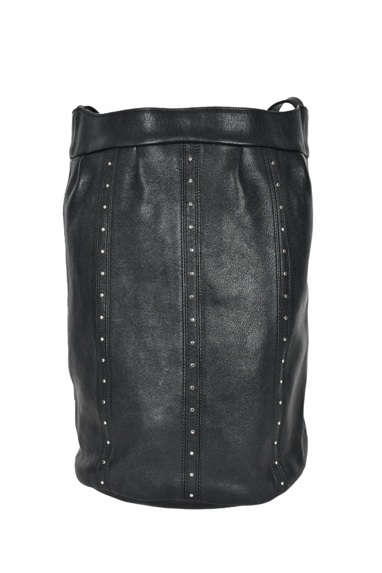 Celine 2019 Black Leather Studded Medium Bucket 16 Bag