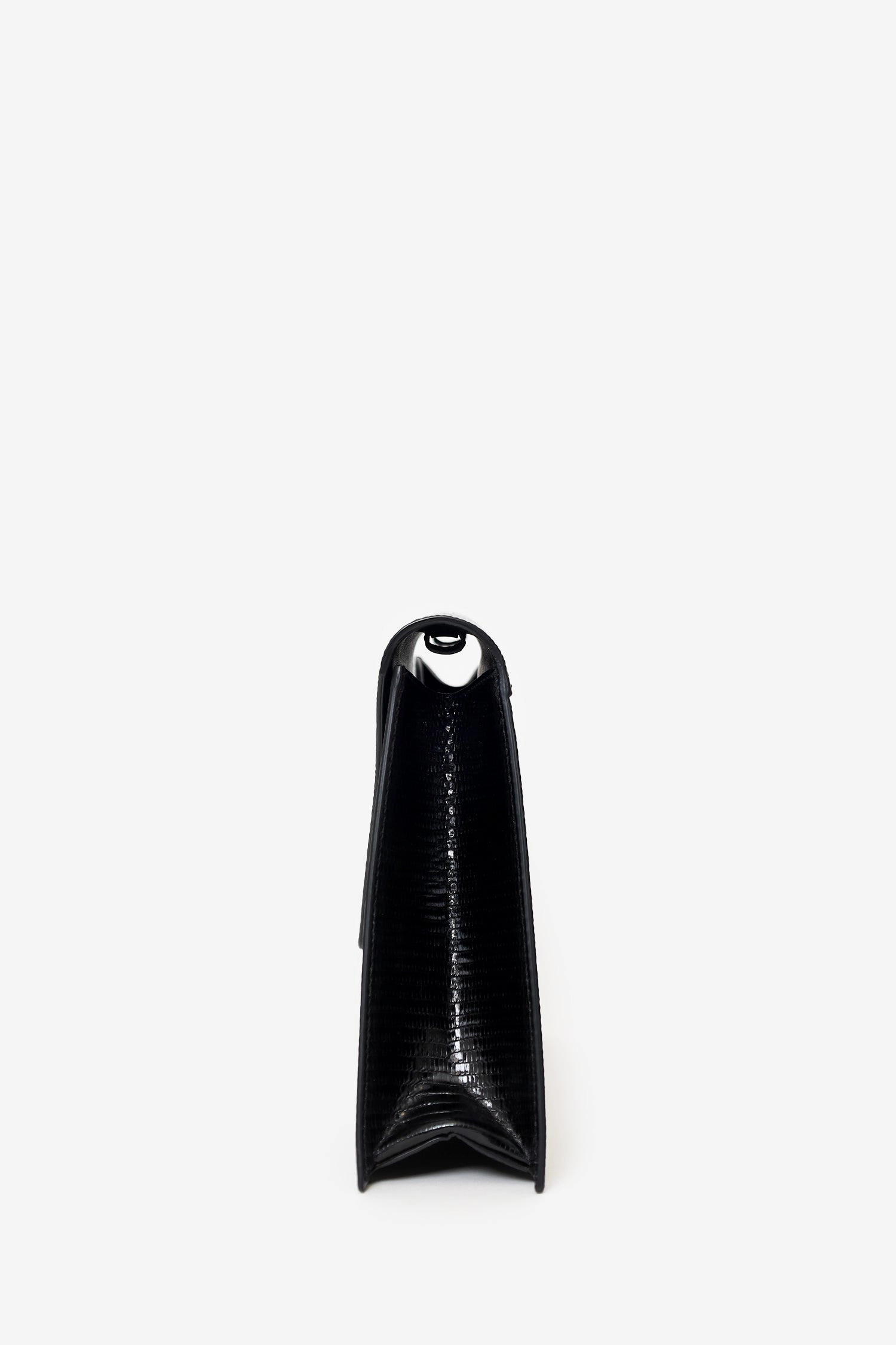 Celine Black Lizard Embossed Triangle Pochette