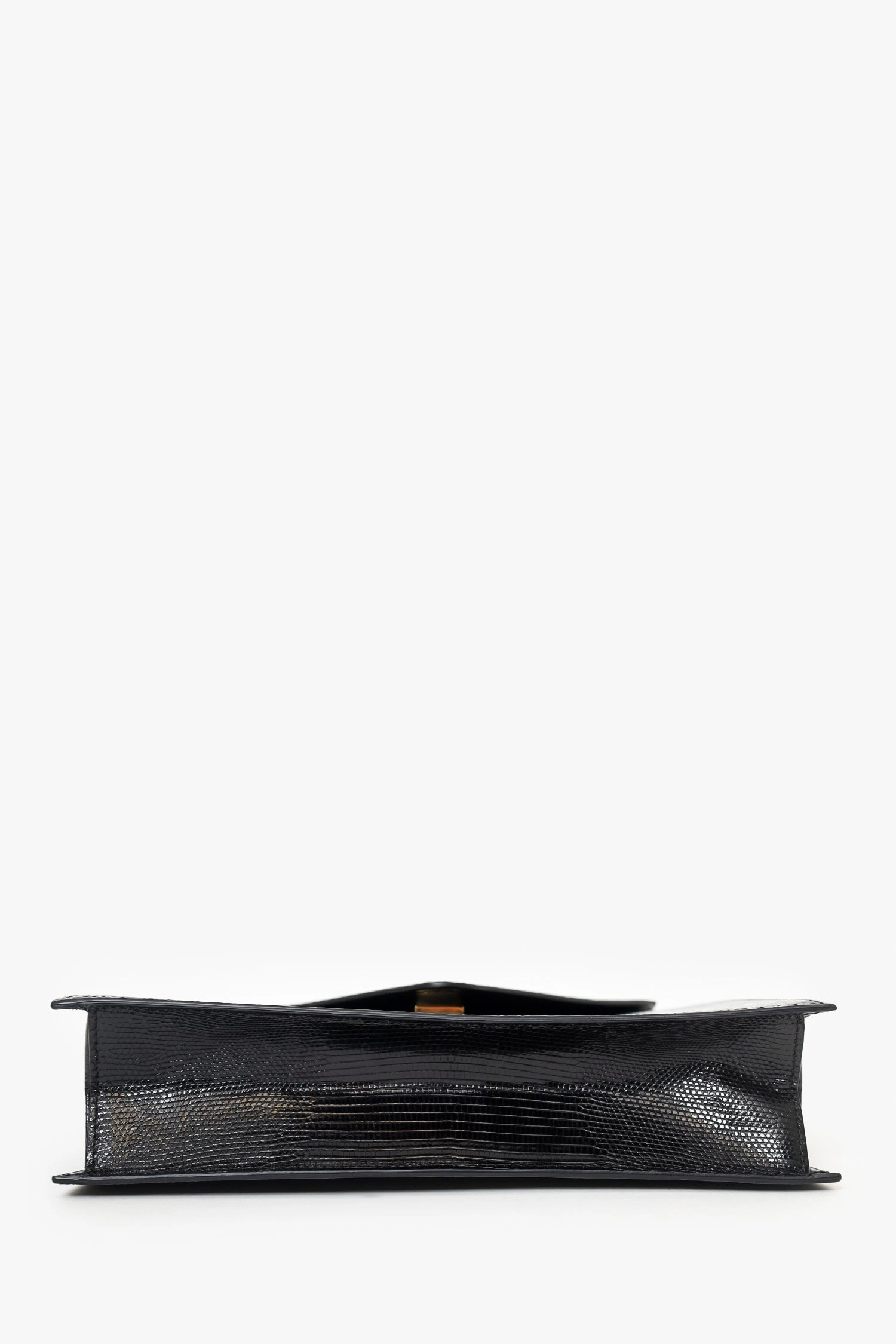 Celine Black Lizard Embossed Triangle Pochette