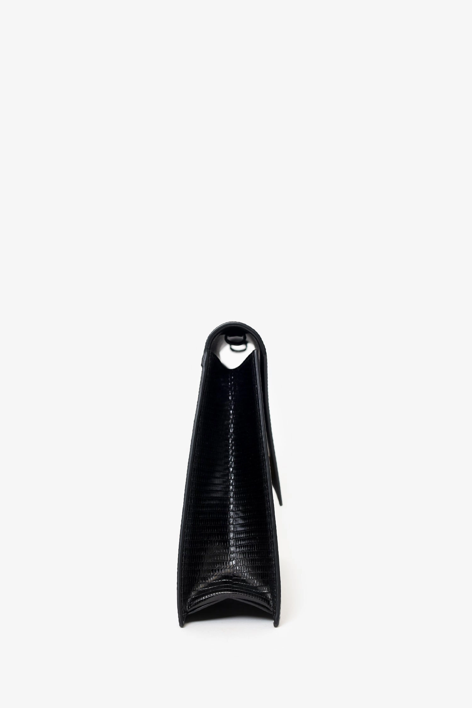Celine Black Lizard Embossed Triangle Pochette