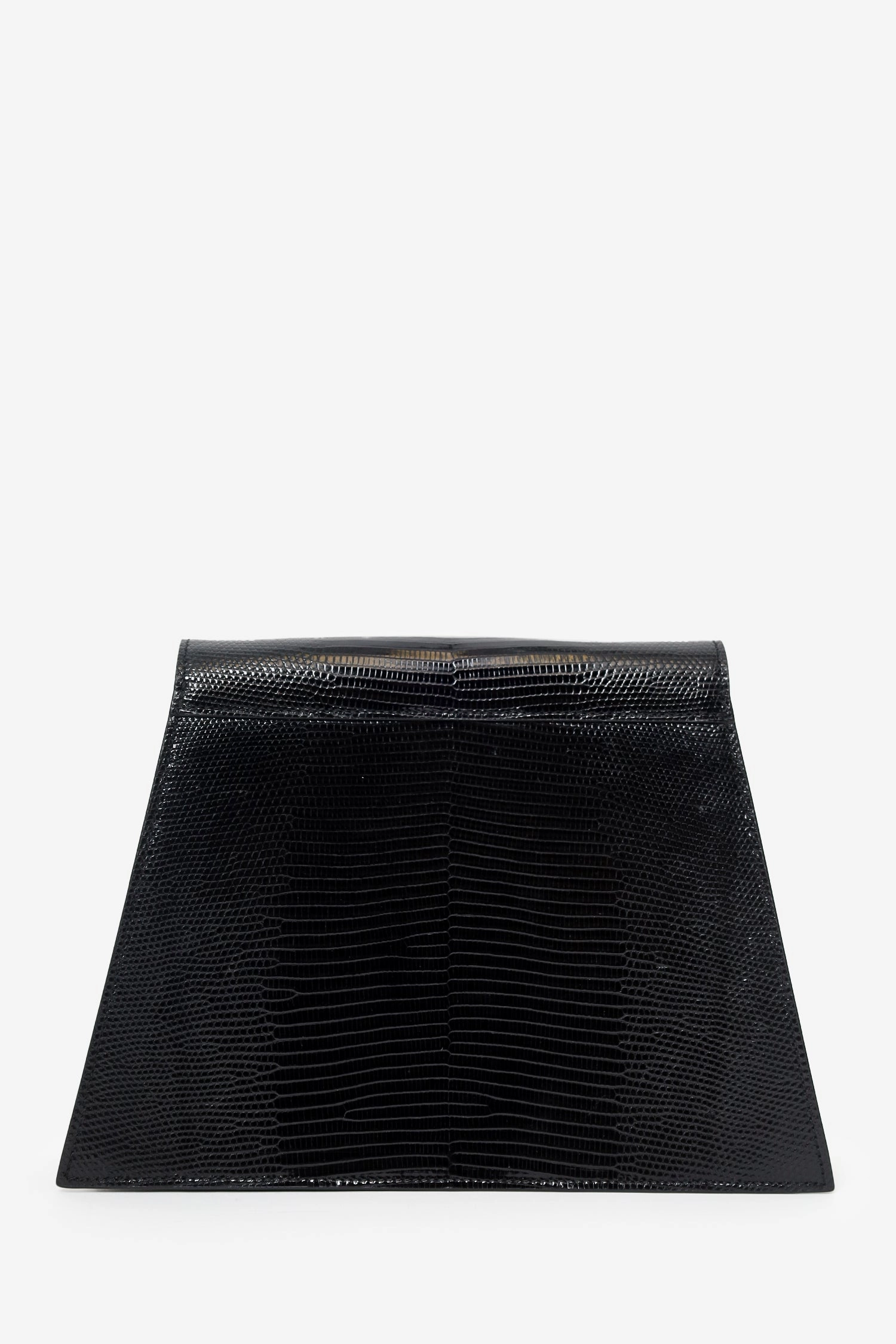 Celine Black Lizard Embossed Triangle Pochette