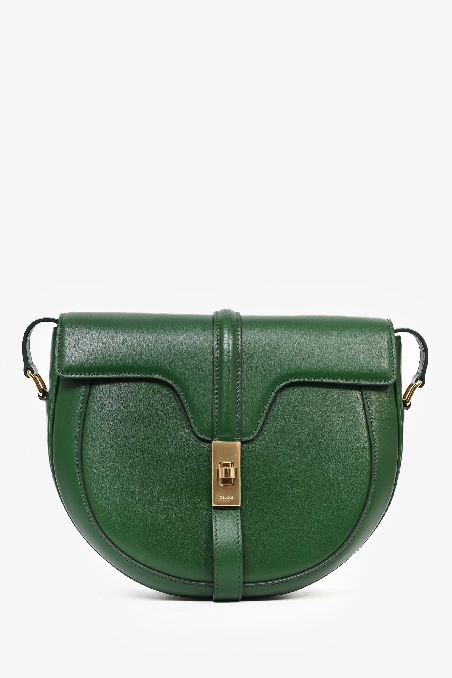 Celine Green Leather Besace 16 Crossbody Bag