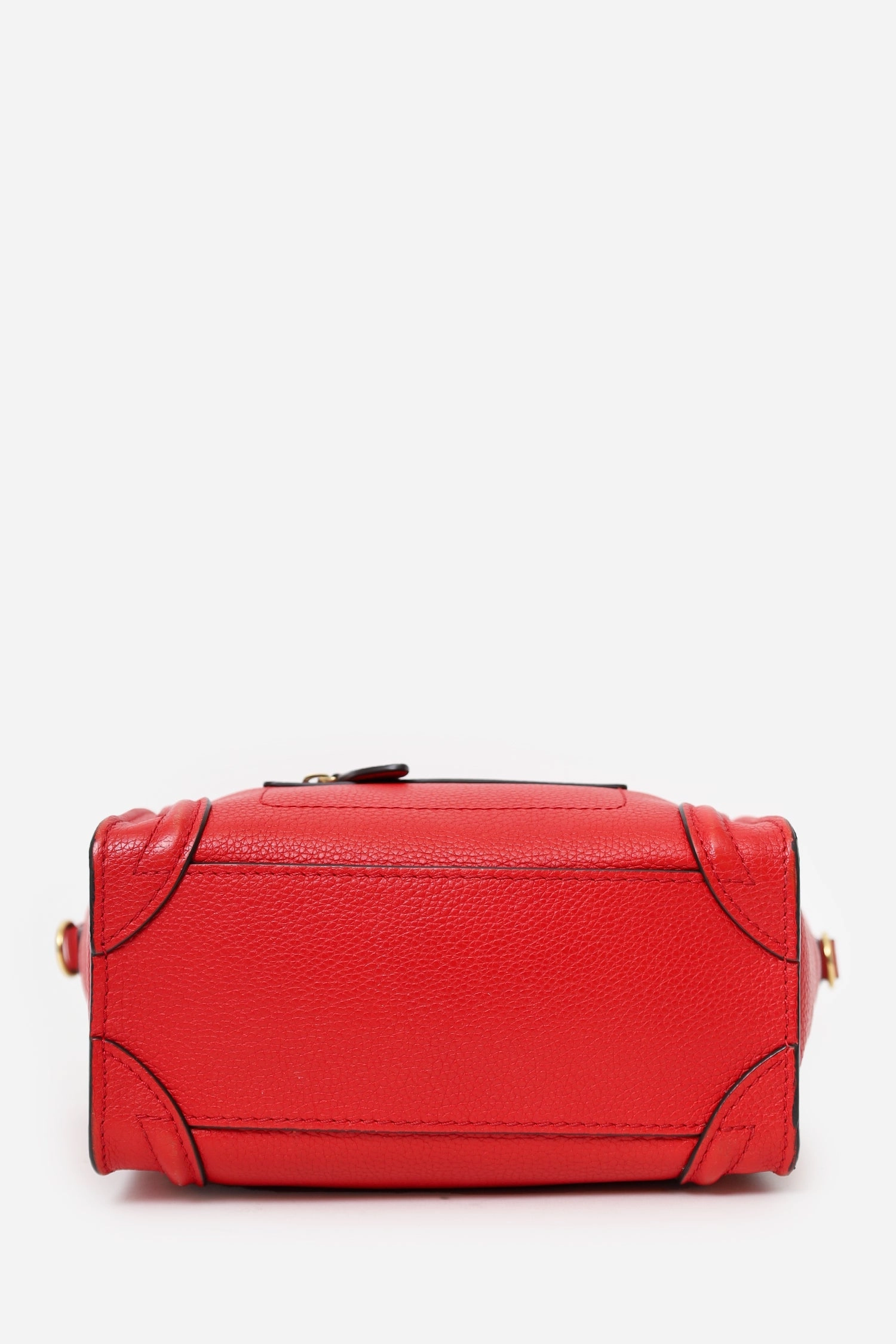Celine Red Leather Nano Luggage with Strap
