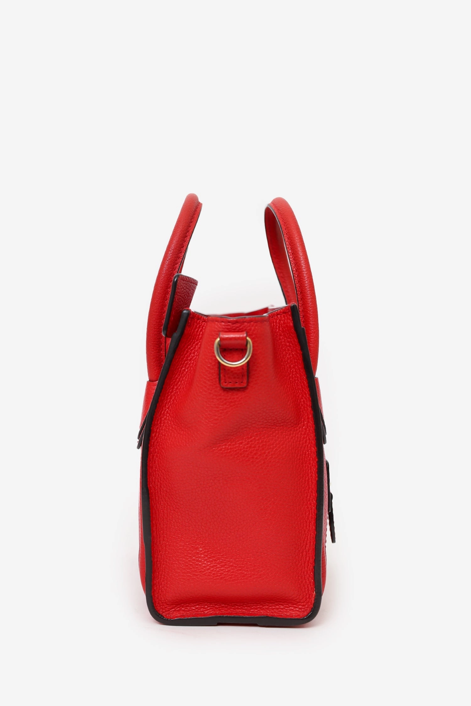 Celine Red Leather Nano Luggage with Strap