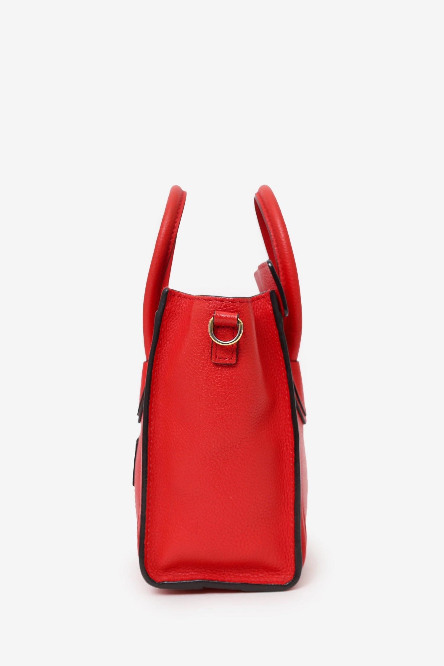 Celine Red Leather Nano Luggage with Strap