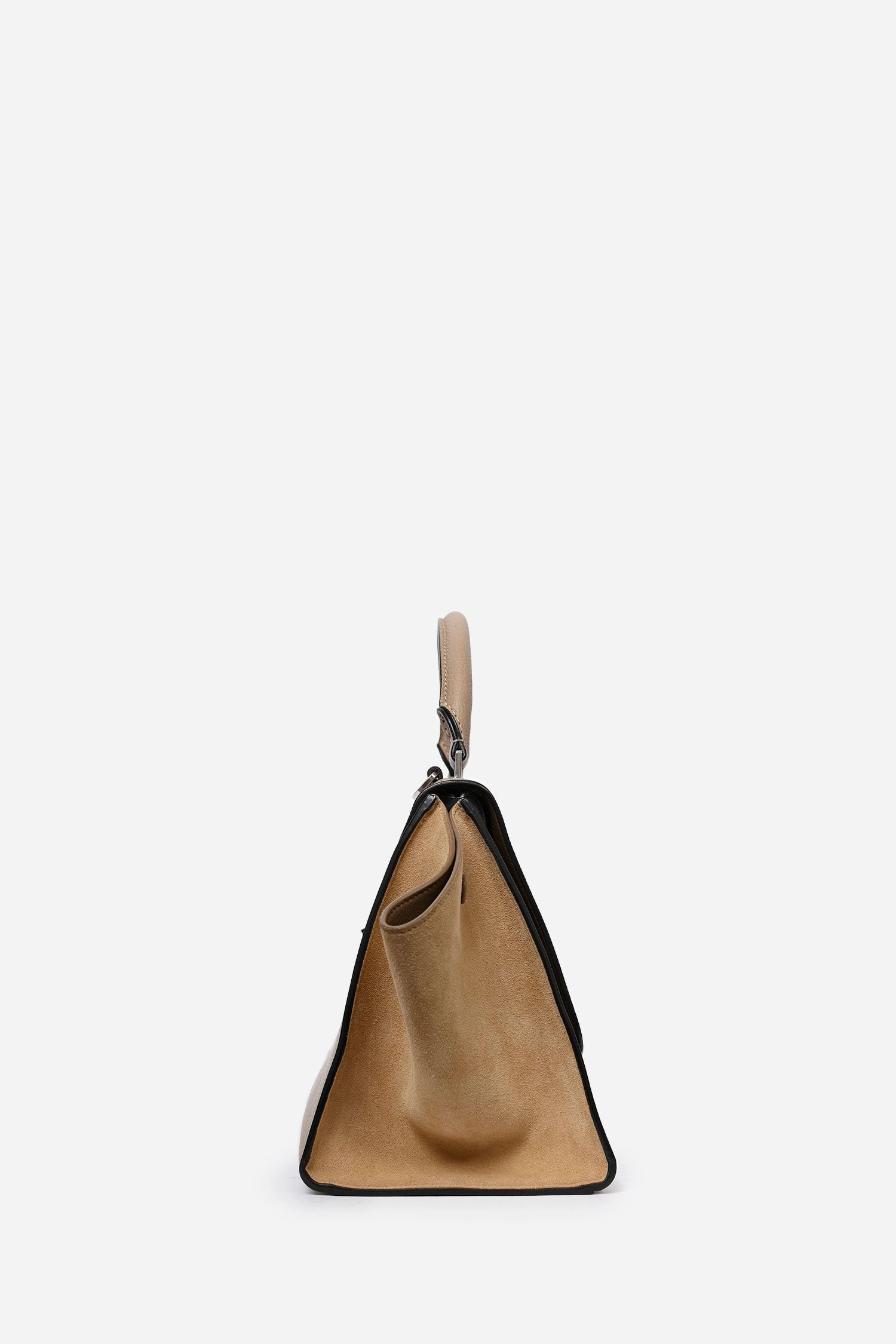 Celine Taupe Leather/Beige Suede Small Trapeze Bag with Strap