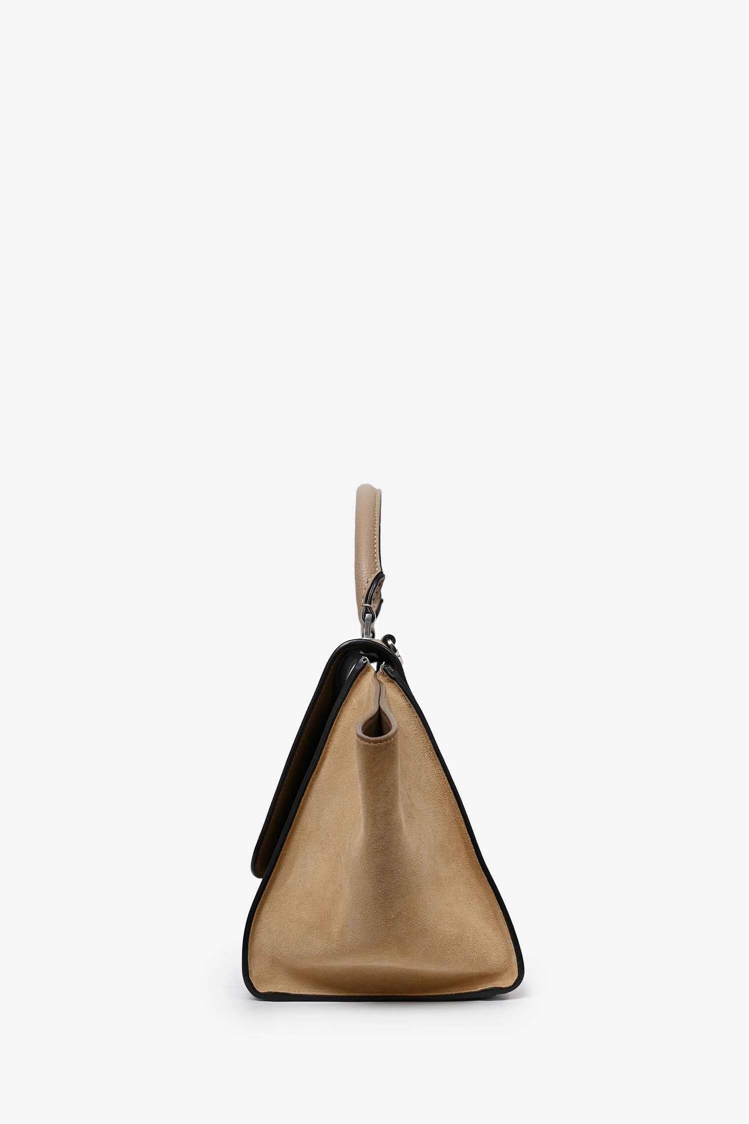 Celine Taupe Leather/Beige Suede Small Trapeze Bag with Strap
