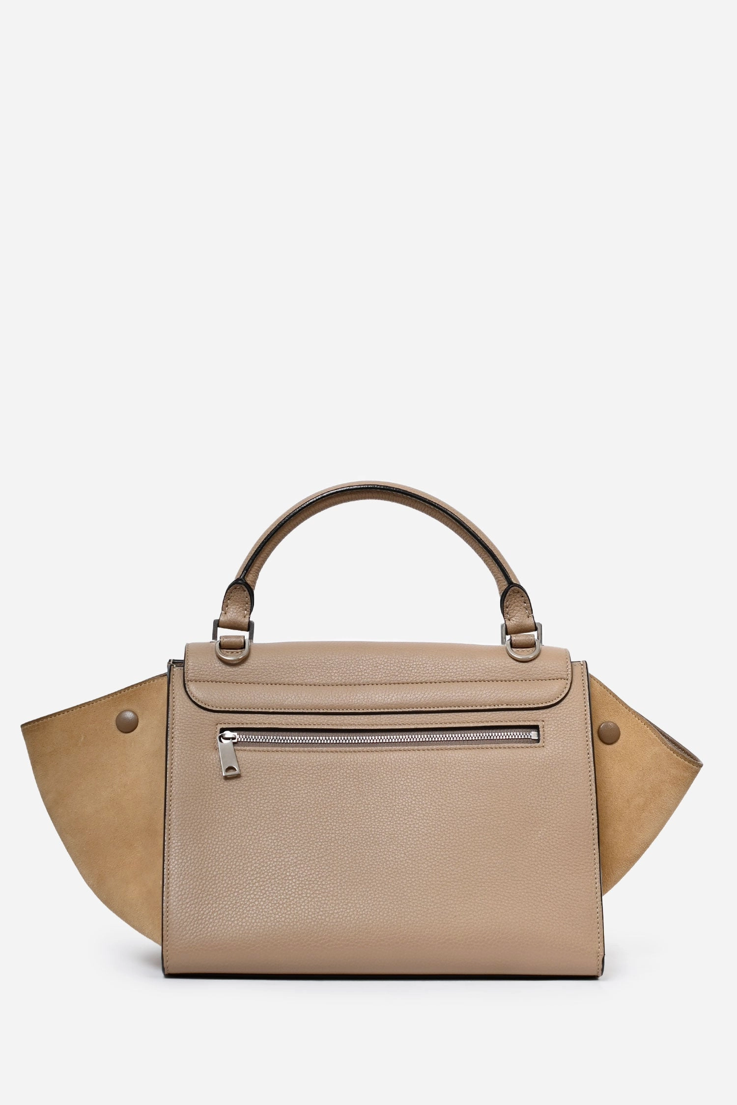 Celine Taupe Leather/Beige Suede Small Trapeze Bag with Strap