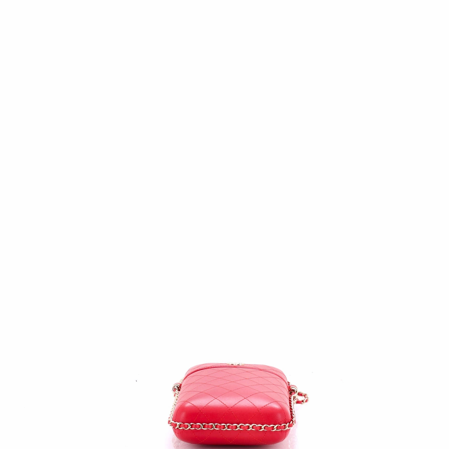 Chain Around Phone Holder Box Crossbody Quilted Lambskin