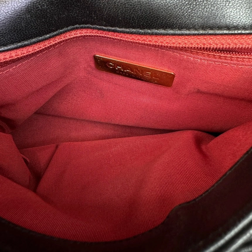 Chanel 19A Black Gold Tofu Chain Crossbody Bag