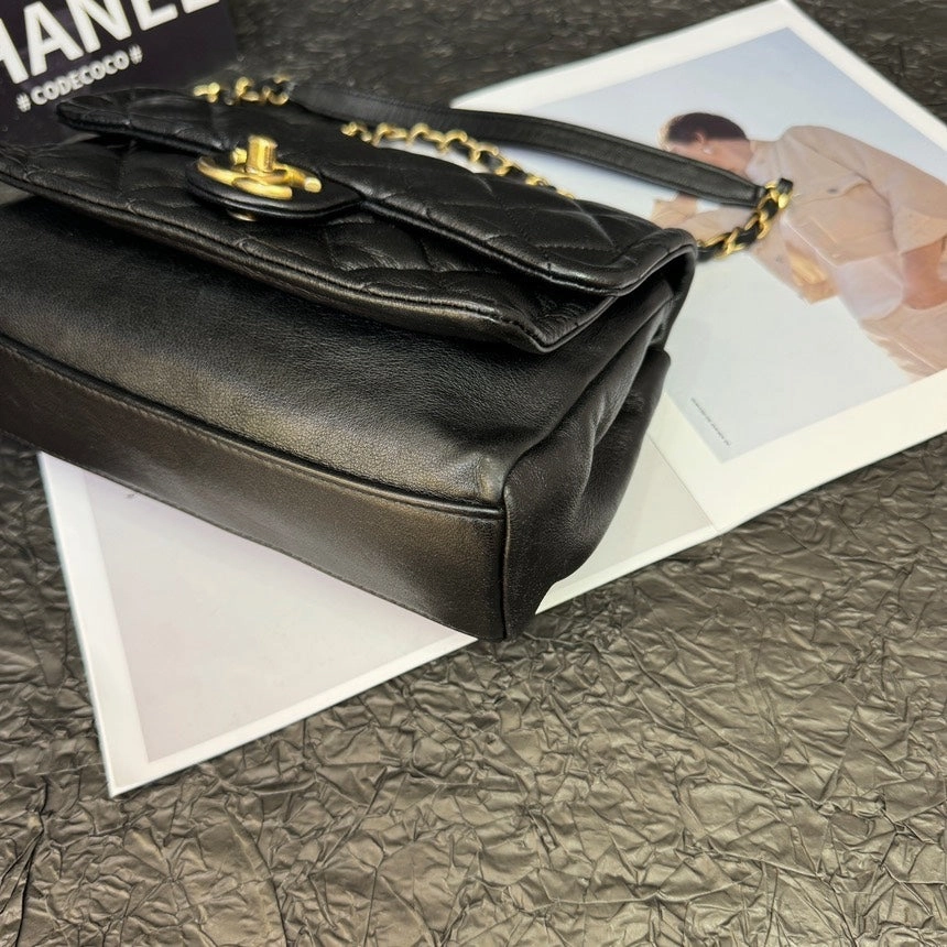 Chanel 19A Black Gold Tofu Chain Crossbody Bag