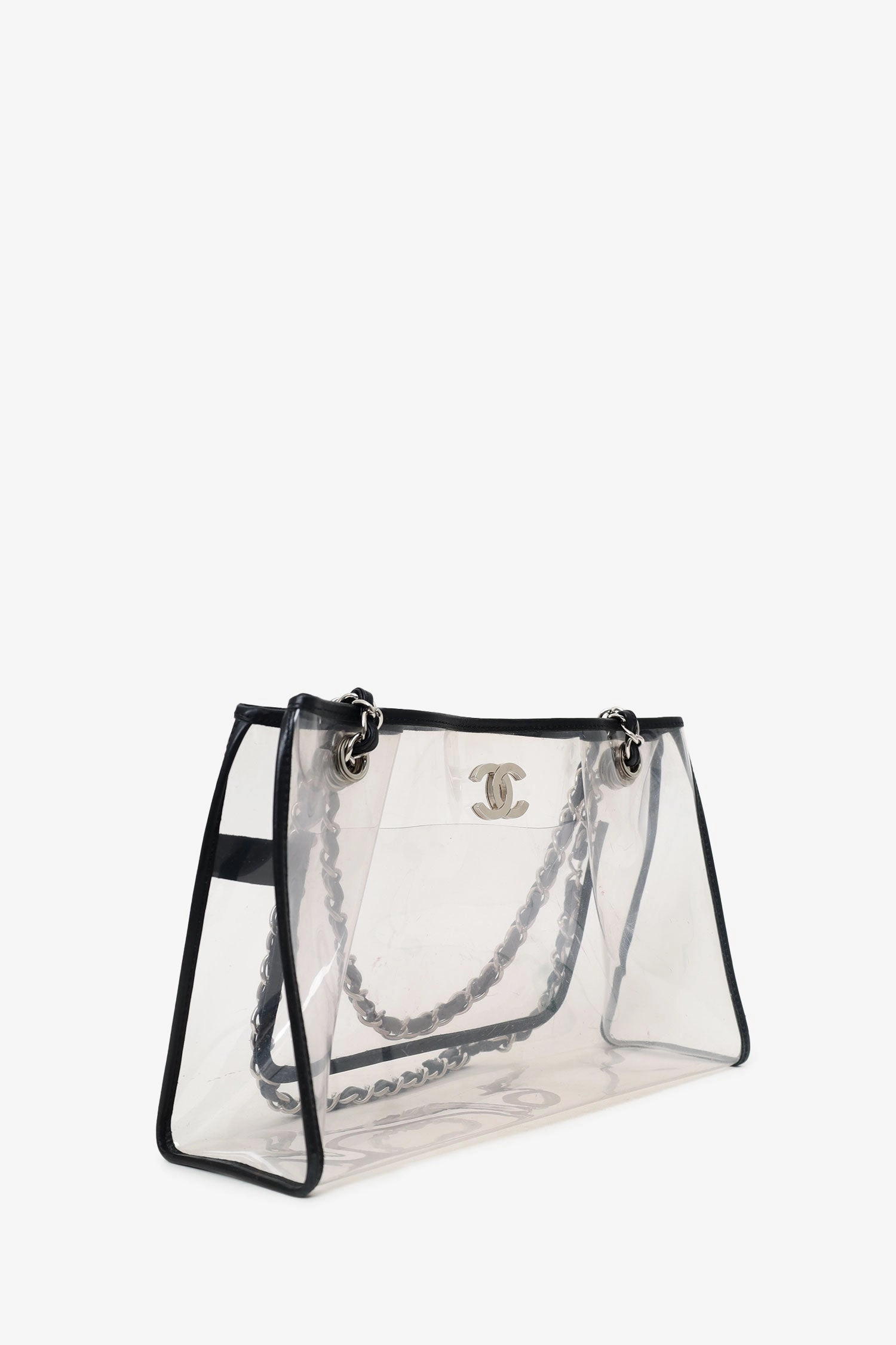 Chanel 2006-08 Black PVC Leather Trimmed CC Tote (As Is)