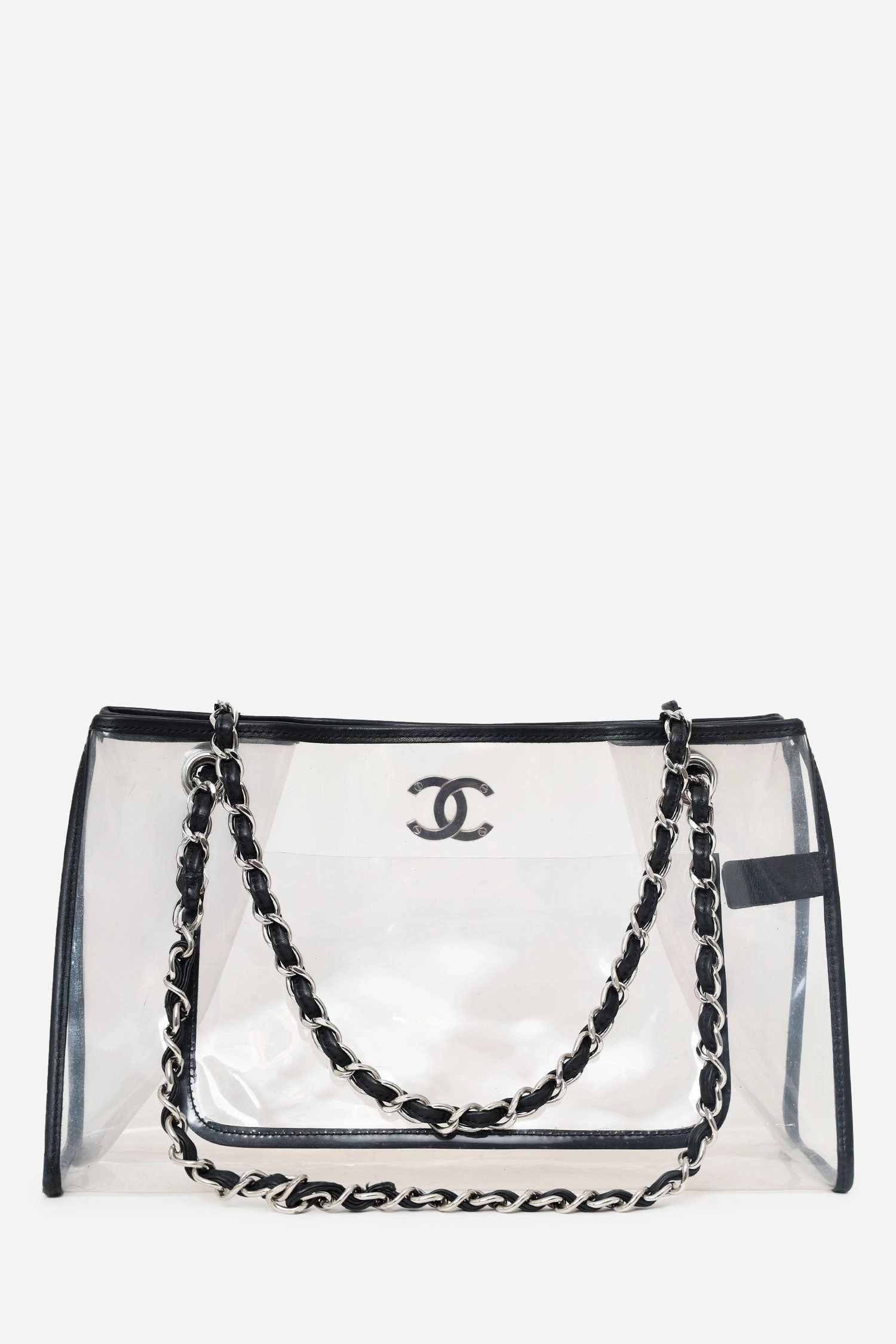 Chanel 2006-08 Black PVC Leather Trimmed CC Tote (As Is)