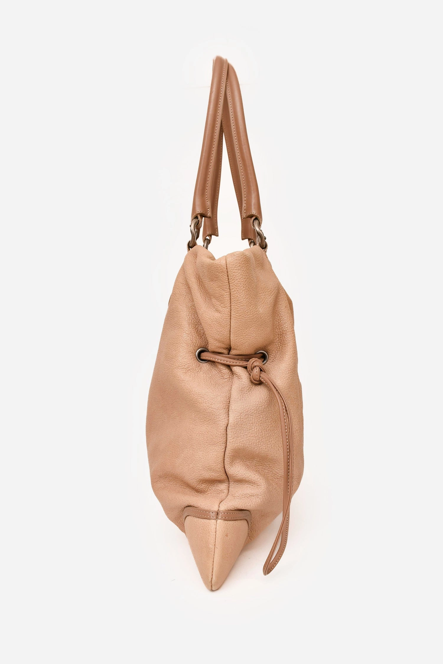 Chanel 2010-11 Beige Washed Leather Drawstring Bag