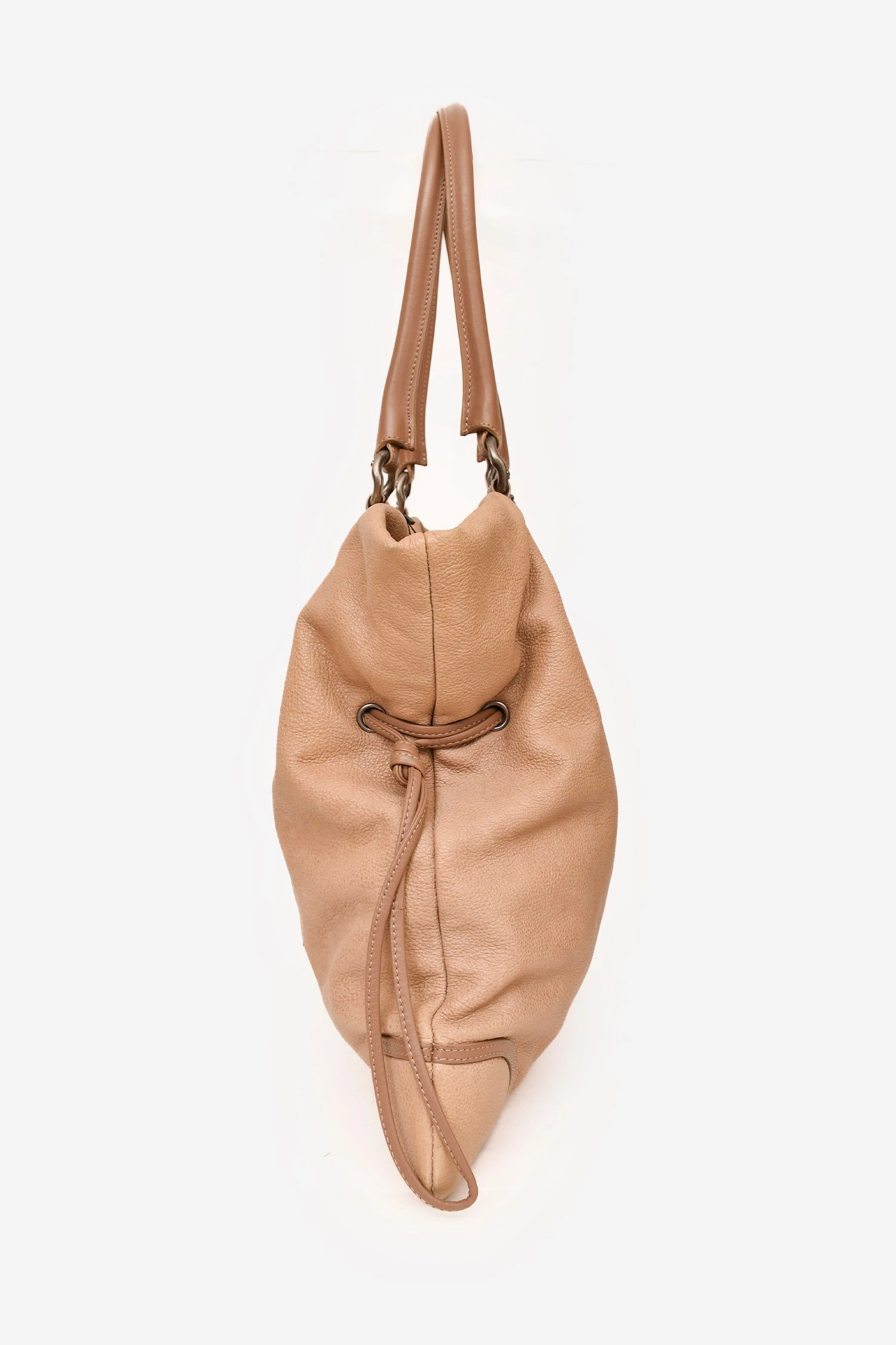 Chanel 2010-11 Beige Washed Leather Drawstring Bag