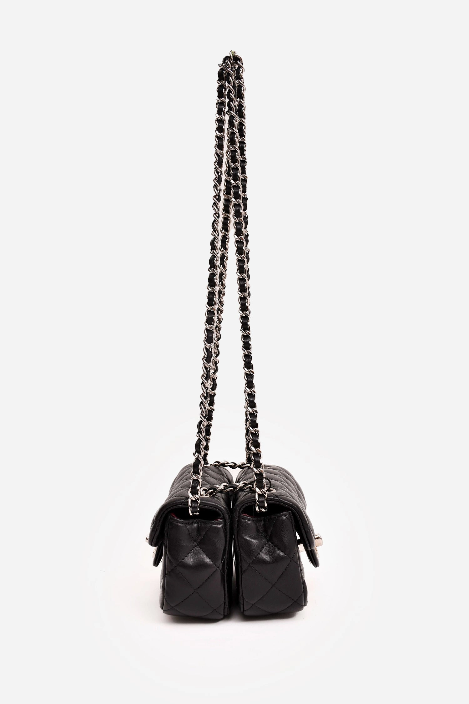 Chanel 2011/12 Black Lambskin Twin Flap Shoulder Bag