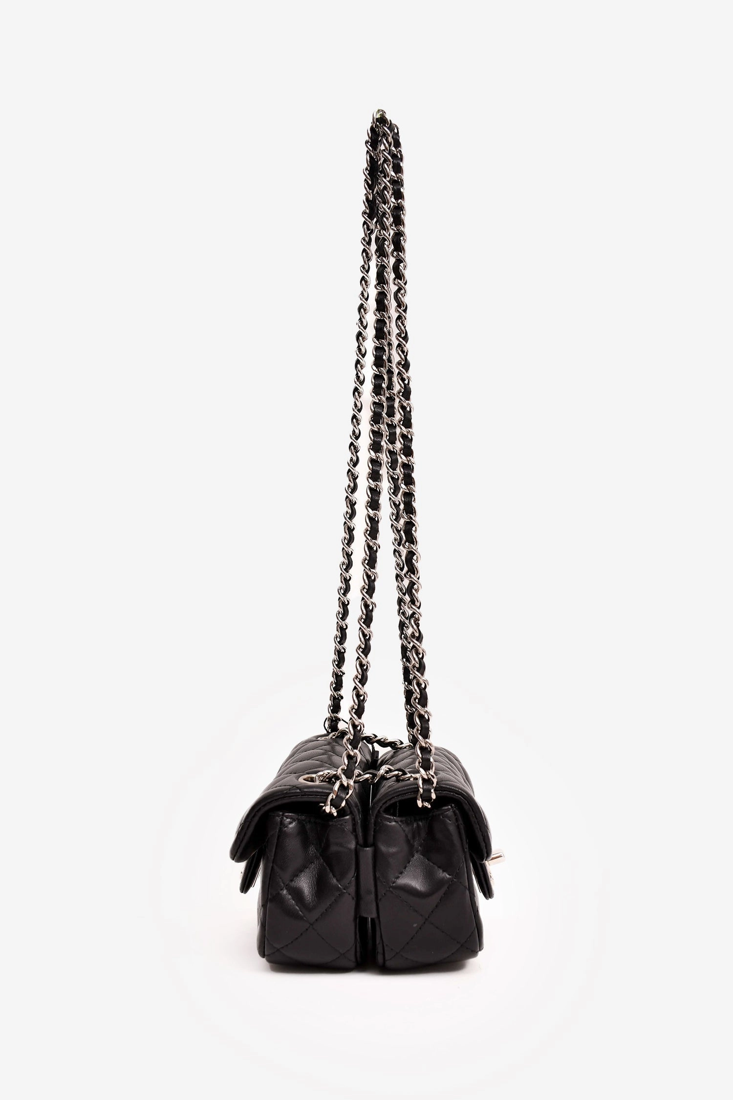 Chanel 2011/12 Black Lambskin Twin Flap Shoulder Bag