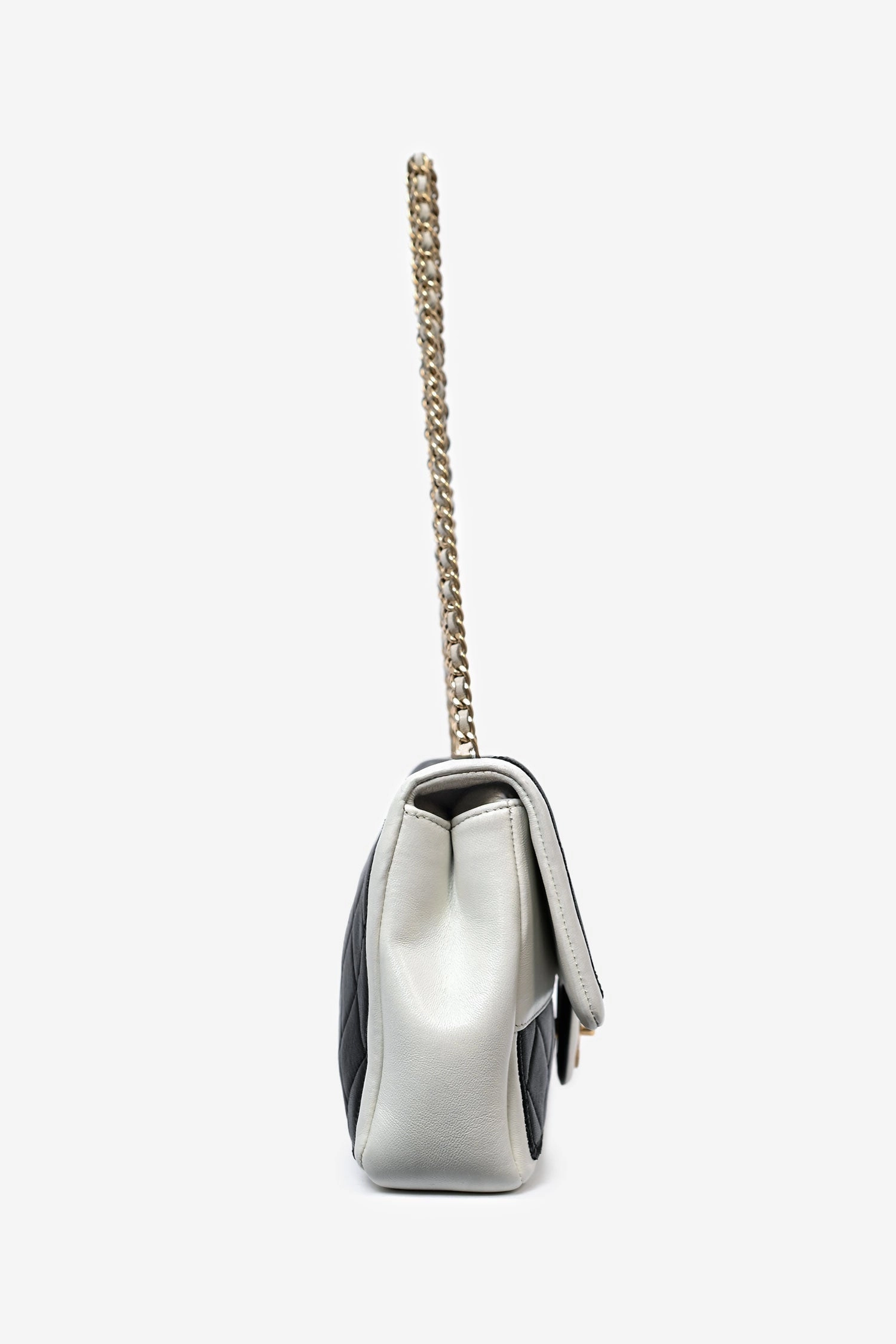 Chanel 2012/13 Black/White Lambskin Medium Graphic Flap Bag GHW (Refurbished)