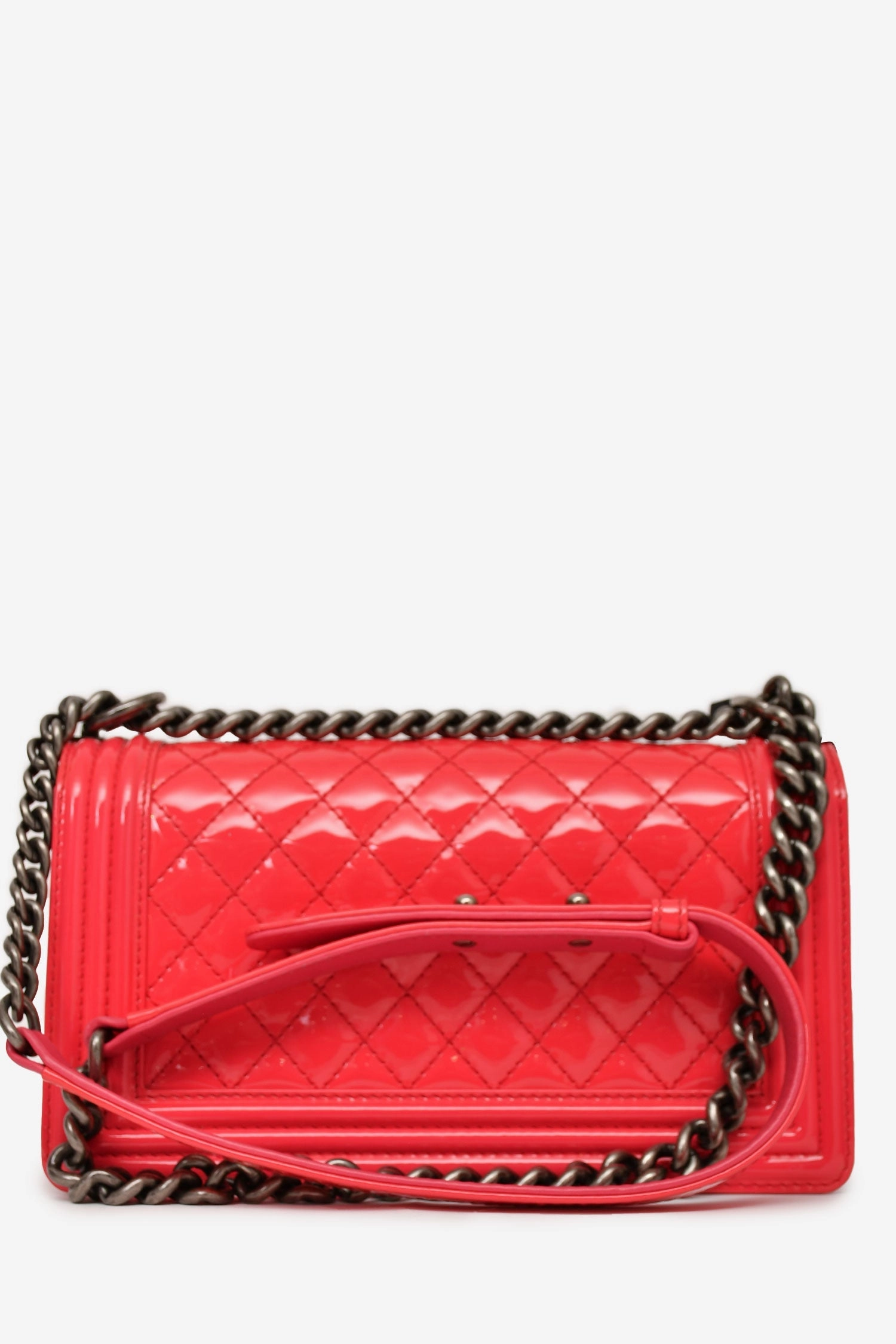 Chanel 2012/13 Neon Pink Patent Leather Medium Boy Bag