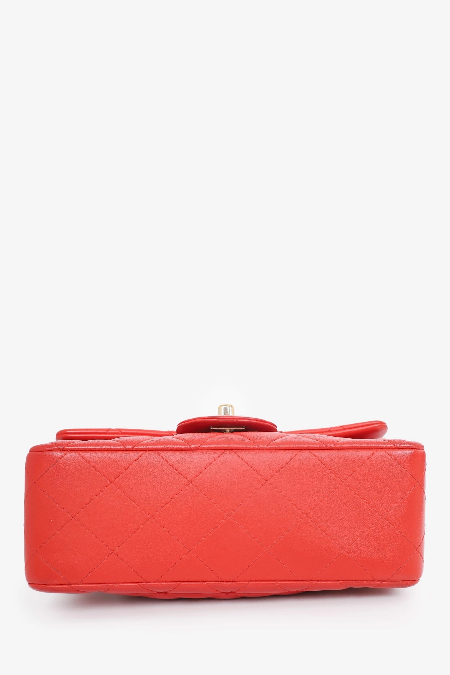 Chanel 2017 Red Lambskin Mini Rectangle Flap Bag