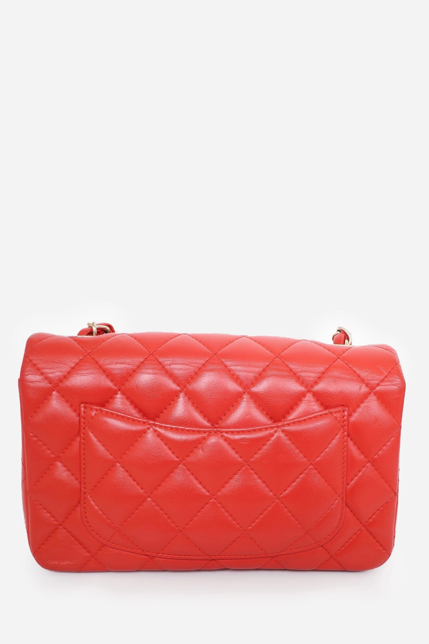 Chanel 2017 Red Lambskin Mini Rectangle Flap Bag