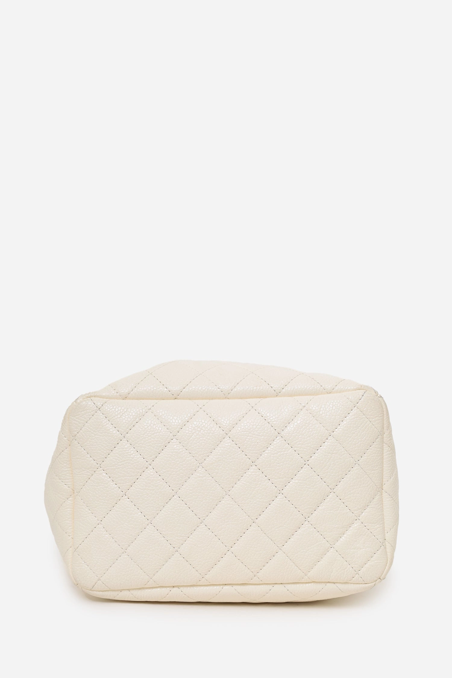 Chanel 2019-20 Cream Caviar Leather CC Chain Drawstring Bucket Bag
