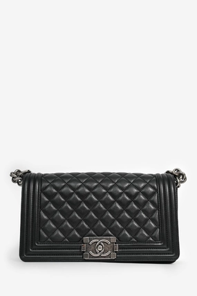 Chanel 2019 Black Leather Medium Boy Bag