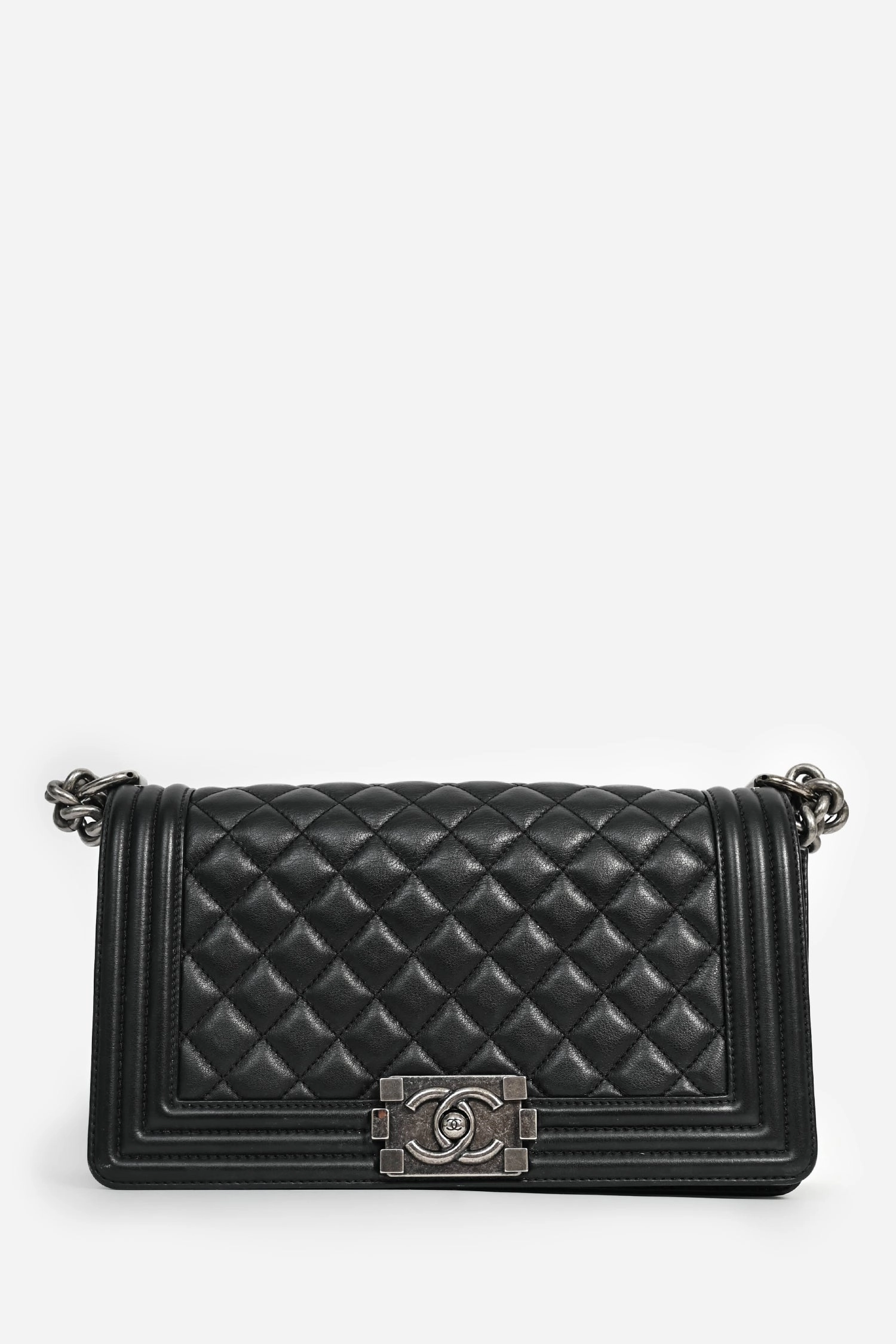 Chanel 2019 Black Leather Medium Boy Bag