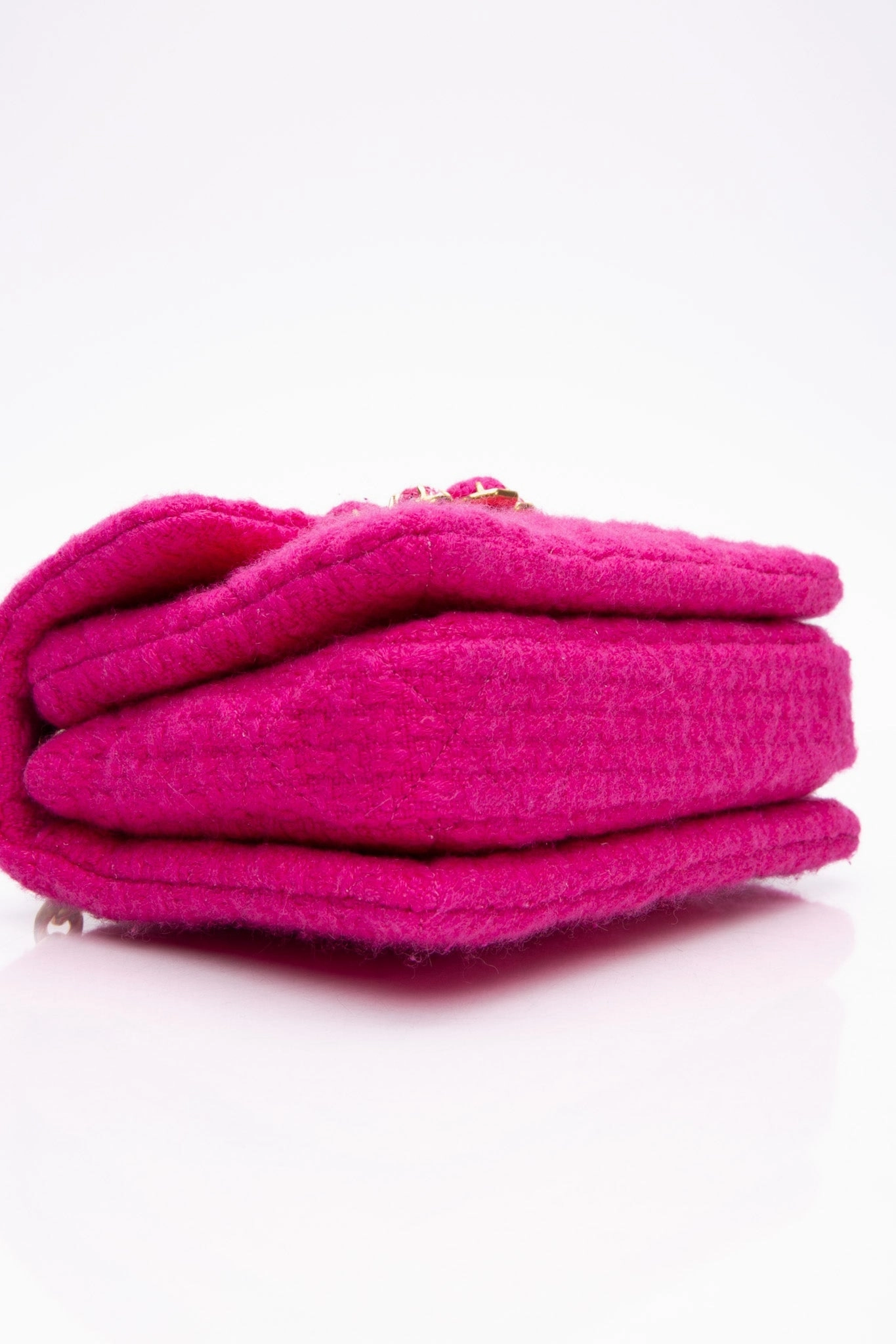 CHANEL 22K Fuchsia Tweed Quilted Mini Bijoux Flap Crossbody Bag