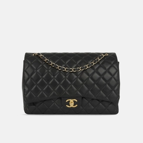 Chanel - Classic Flap Bag - Maxi - Black Lambskin CGHW - 2010 - Pre-Loved