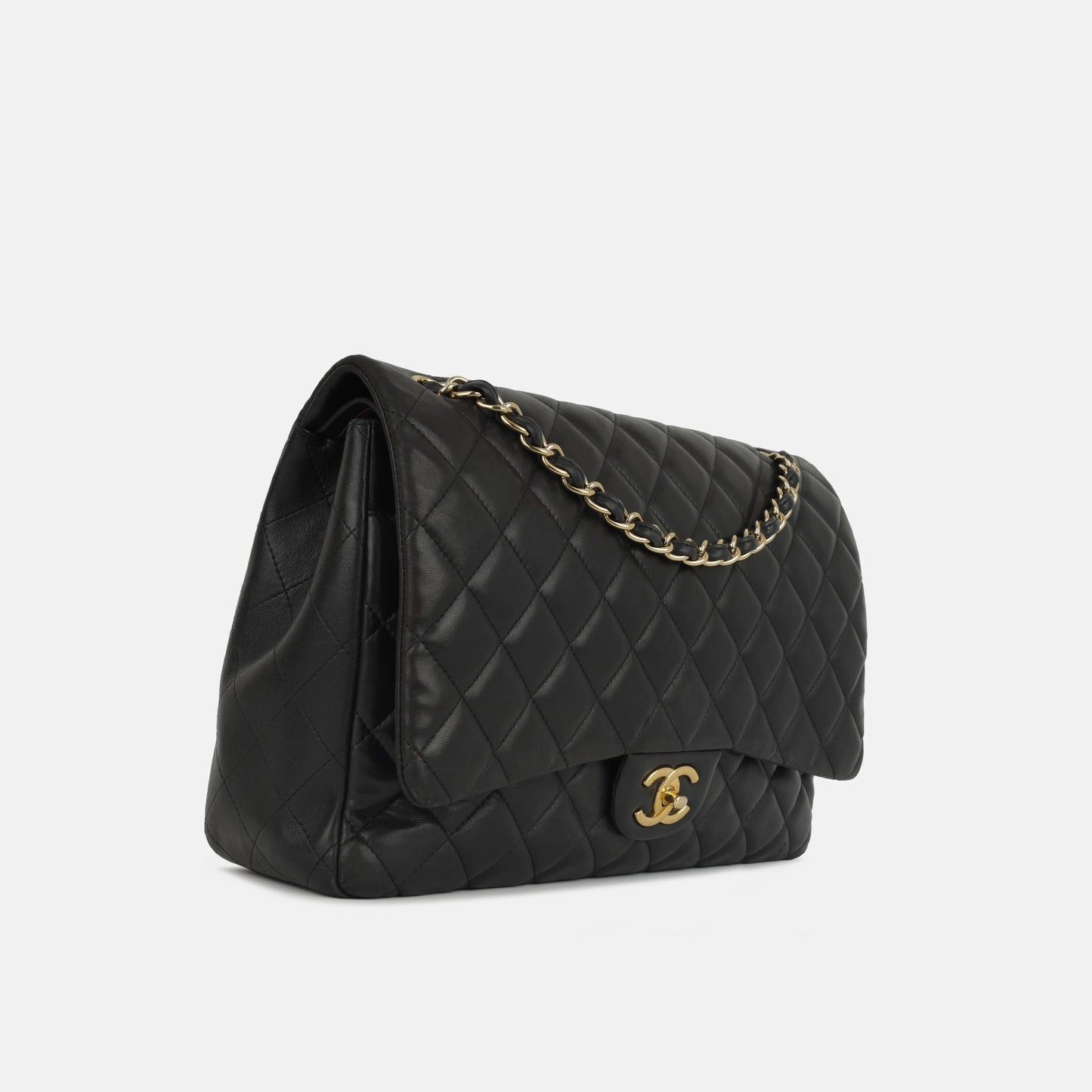 Chanel - Classic Flap Bag - Maxi - Black Lambskin CGHW - 2010 - Pre-Loved