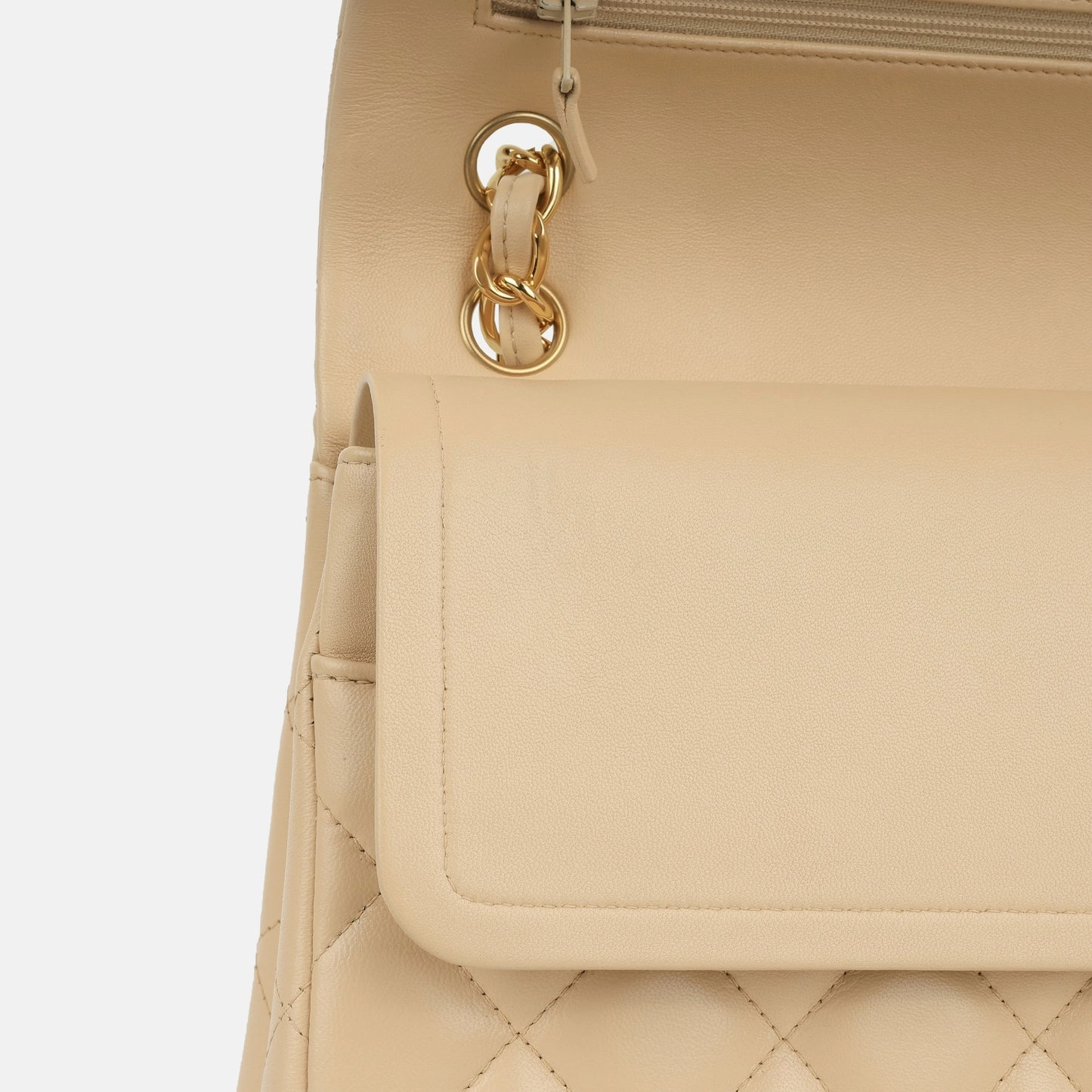 Chanel - Classic Flap Bag Jumbo - Beige Lambskin CGHW - Pre Loved - 2012