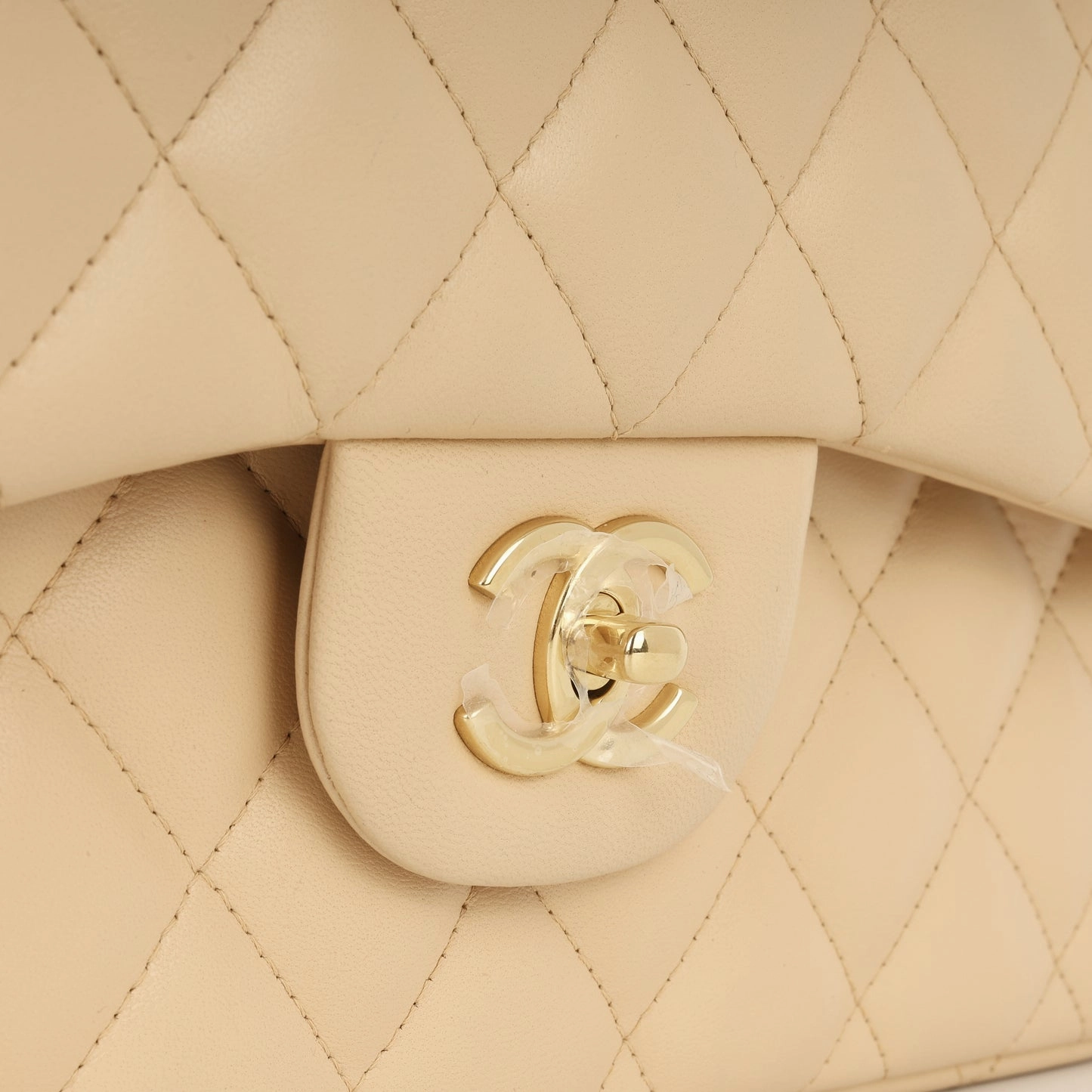 Chanel - Classic Flap Bag Jumbo - Beige Lambskin CGHW - Pre Loved - 2012