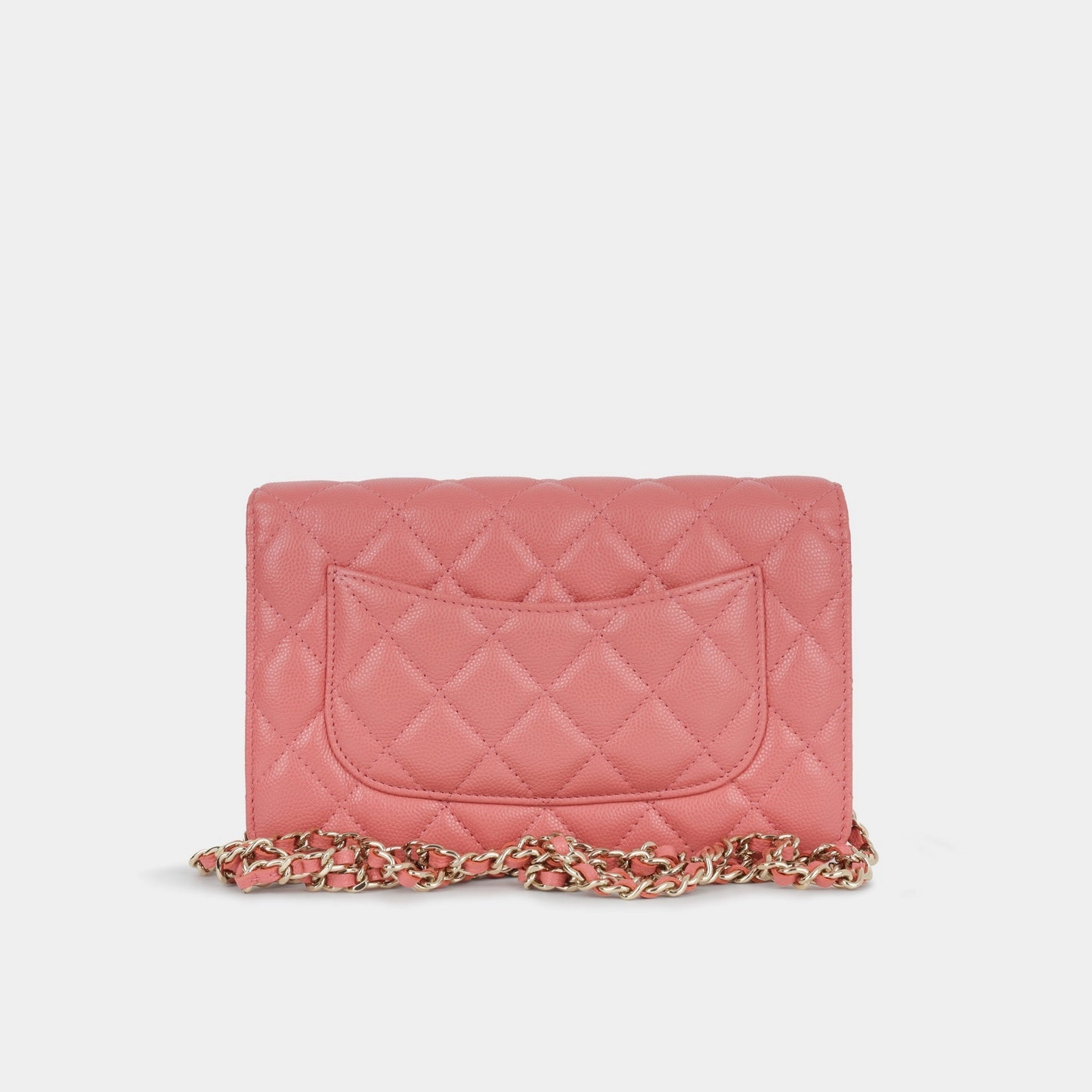 Chanel - Classic Wallet On Chain - Coral Pink Caviar Leather - CGHW - Pre-Loved