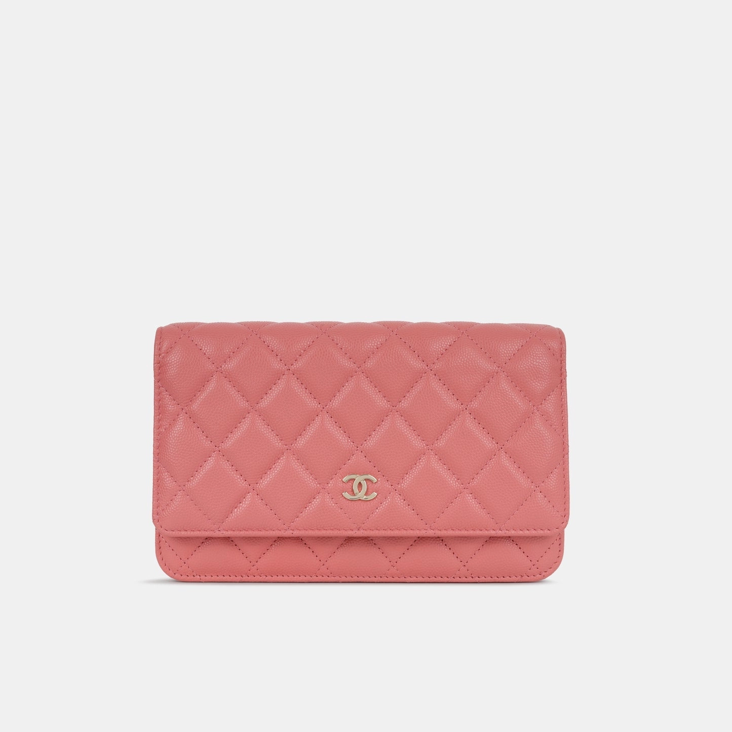 Chanel - Classic Wallet On Chain - Coral Pink Caviar Leather - CGHW - Pre-Loved