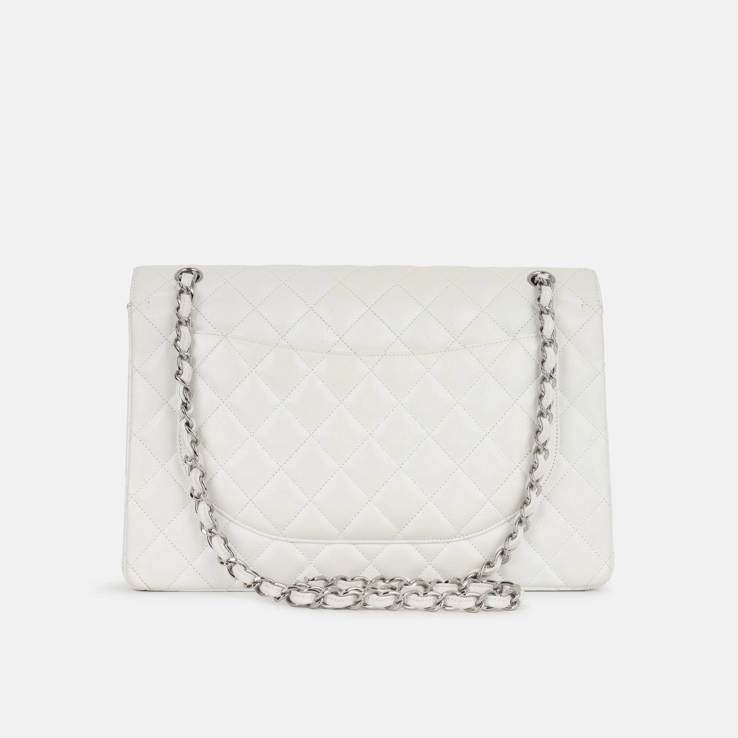 Chanel - Maxi Classic Flap - White Quilted Caviar Leather SHW - 2011 - Pre-Loved