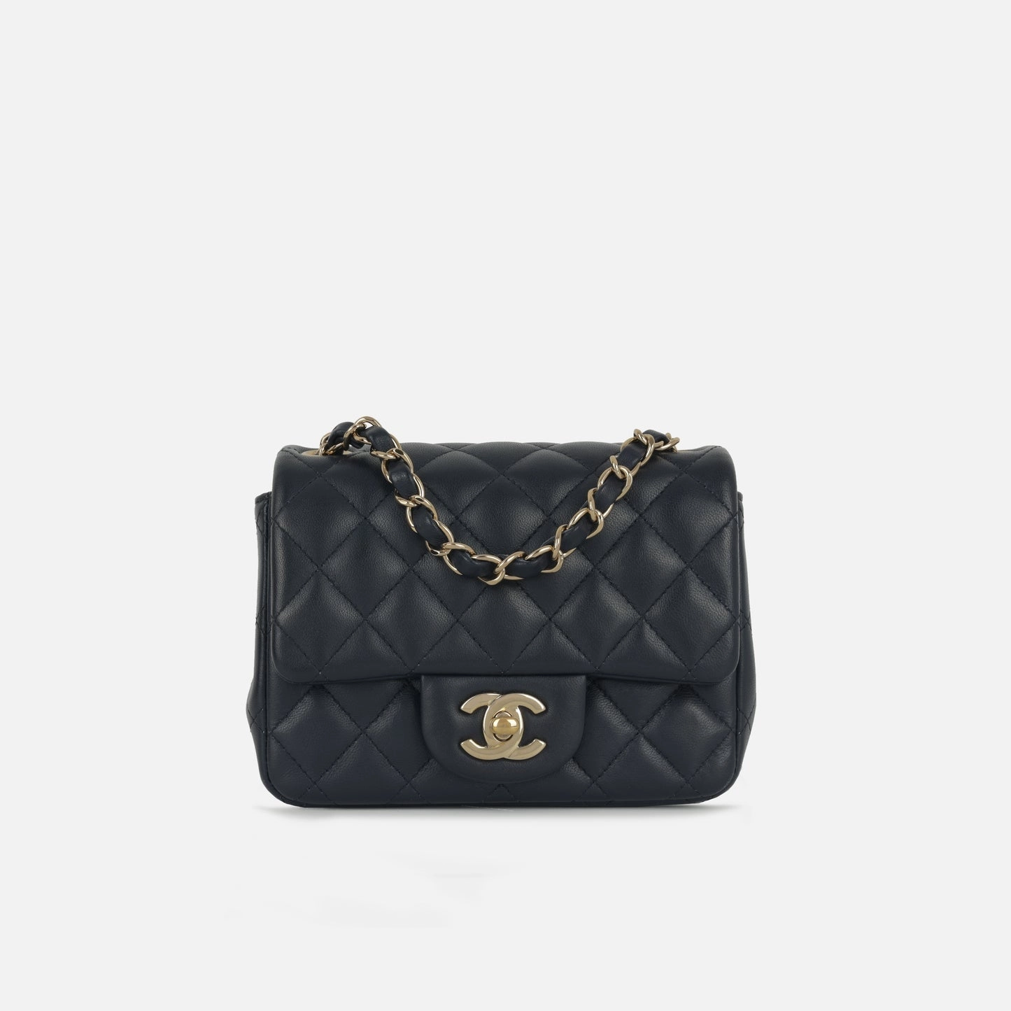 Chanel - Mini Square - Navy Lambskin CGHW - Pre Loved - 2019