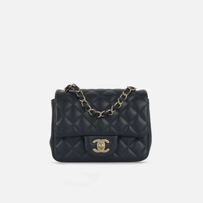 Chanel - Mini Square - Navy Lambskin CGHW - Pre Loved - 2019