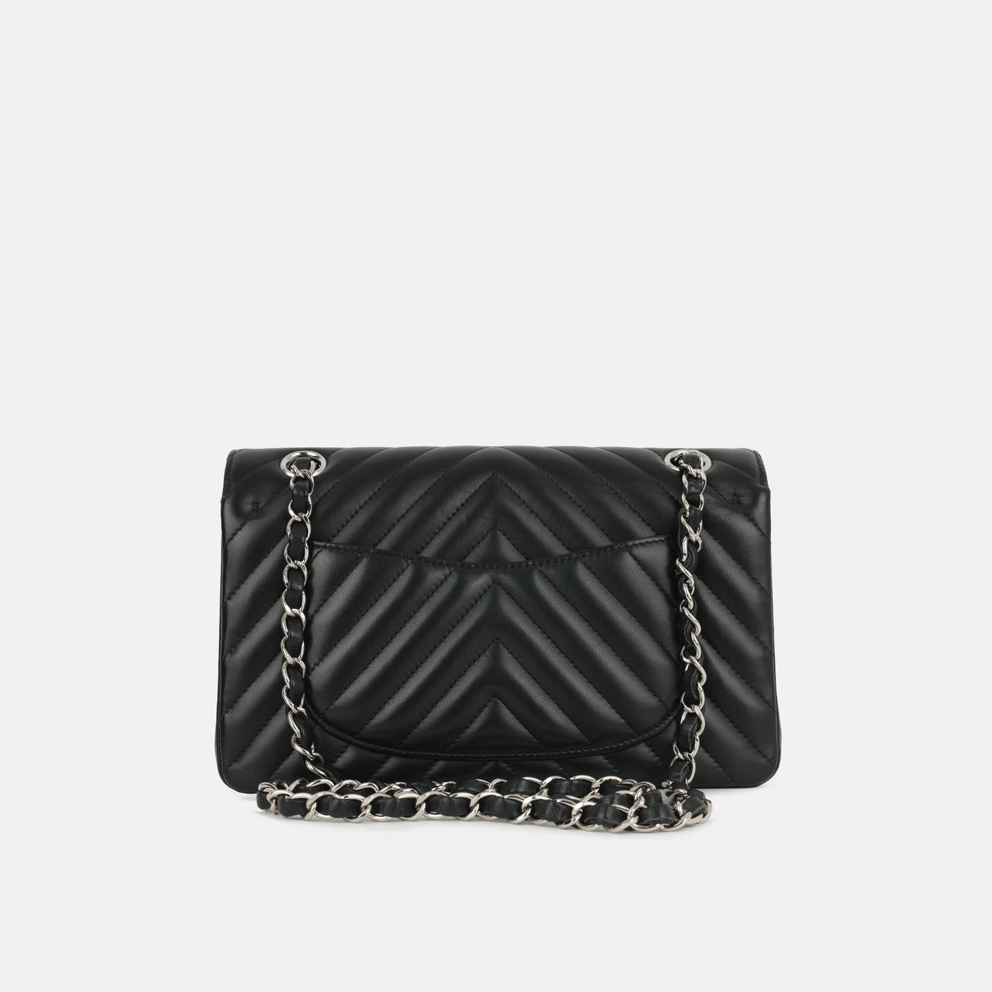 Chanel - Small Classic Flap - Black Quilted Chevron Lambskin SHW - 2020 - Pre-Loved