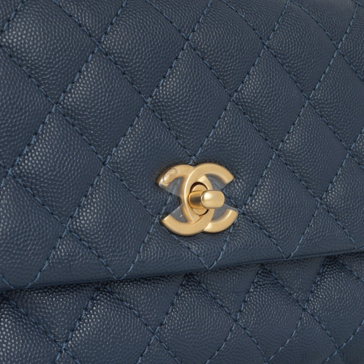 Chanel - Small Coco Handle Bag - Navy Blue Caviar CGHW - Pre-Loved - 2018