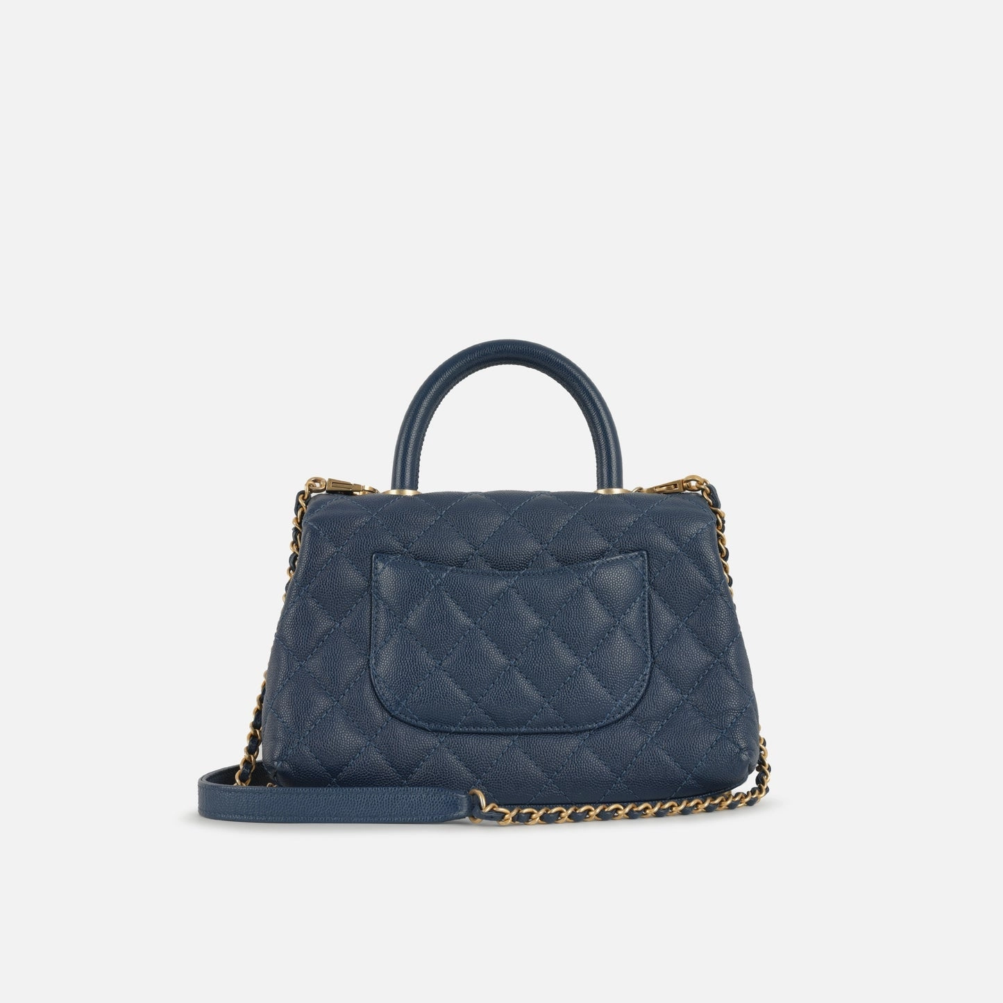 Chanel - Small Coco Handle Bag - Navy Blue Caviar CGHW - Pre-Loved - 2018