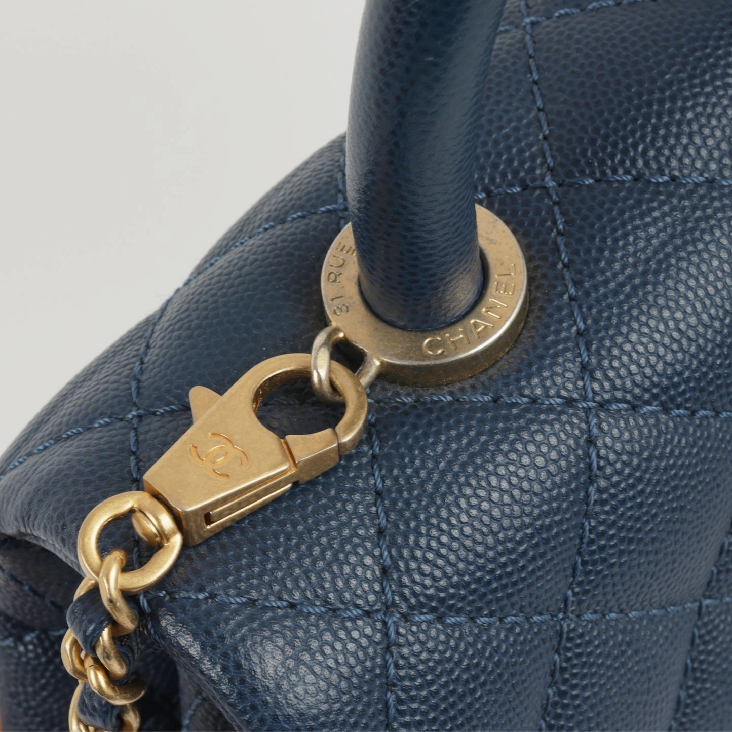 Chanel - Small Coco Handle Bag - Navy Blue Caviar CGHW - Pre-Loved - 2018